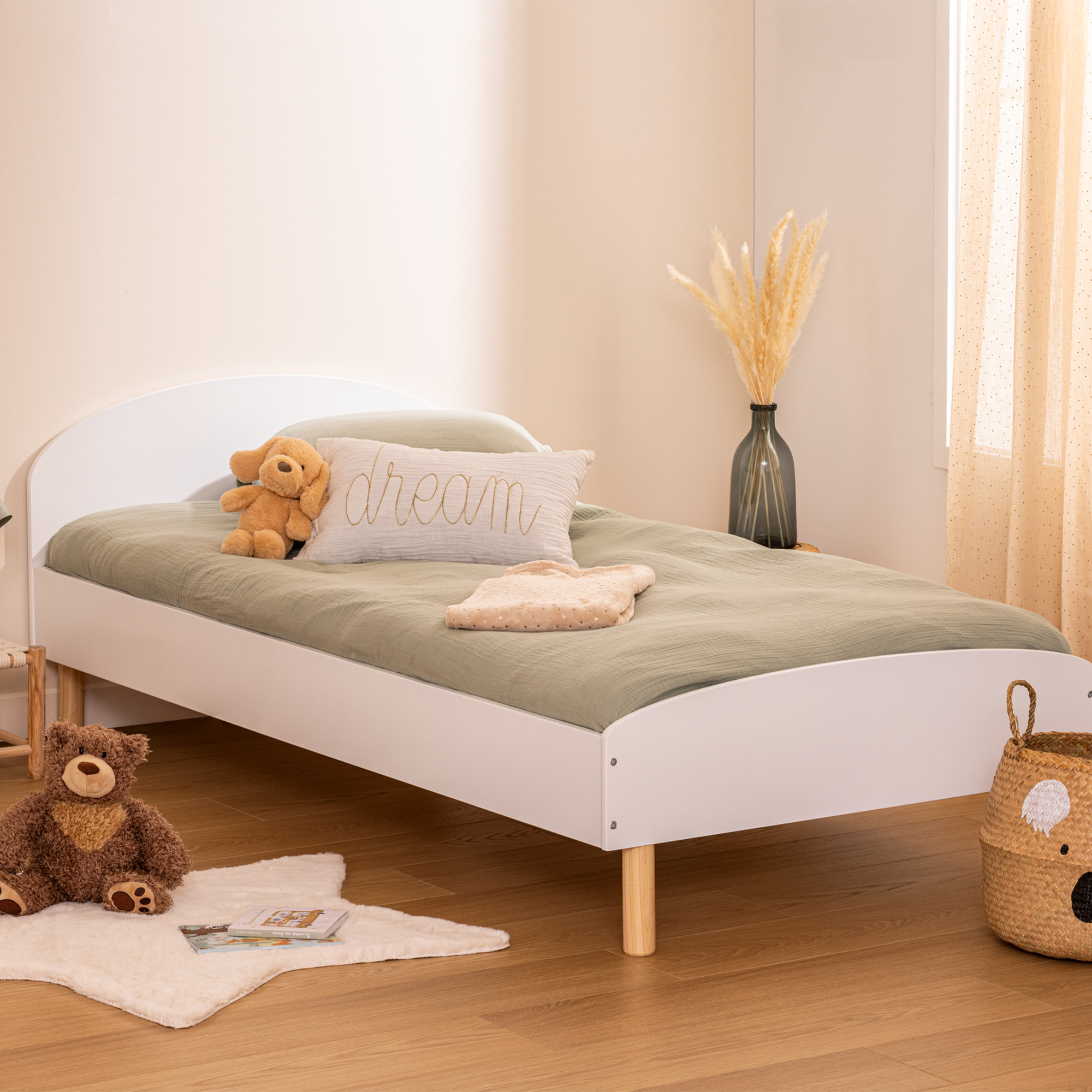 Lit simple blanc 90x190cm