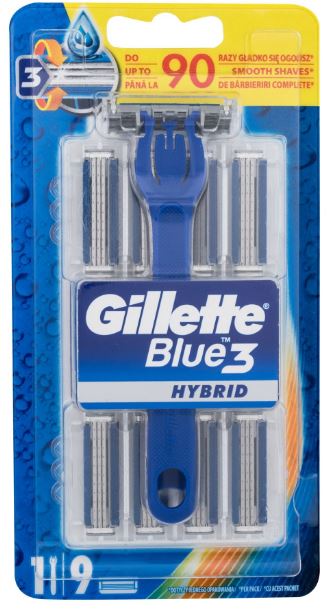 Rasoir Gilette Blue 3 Hybrid + 9 recharges