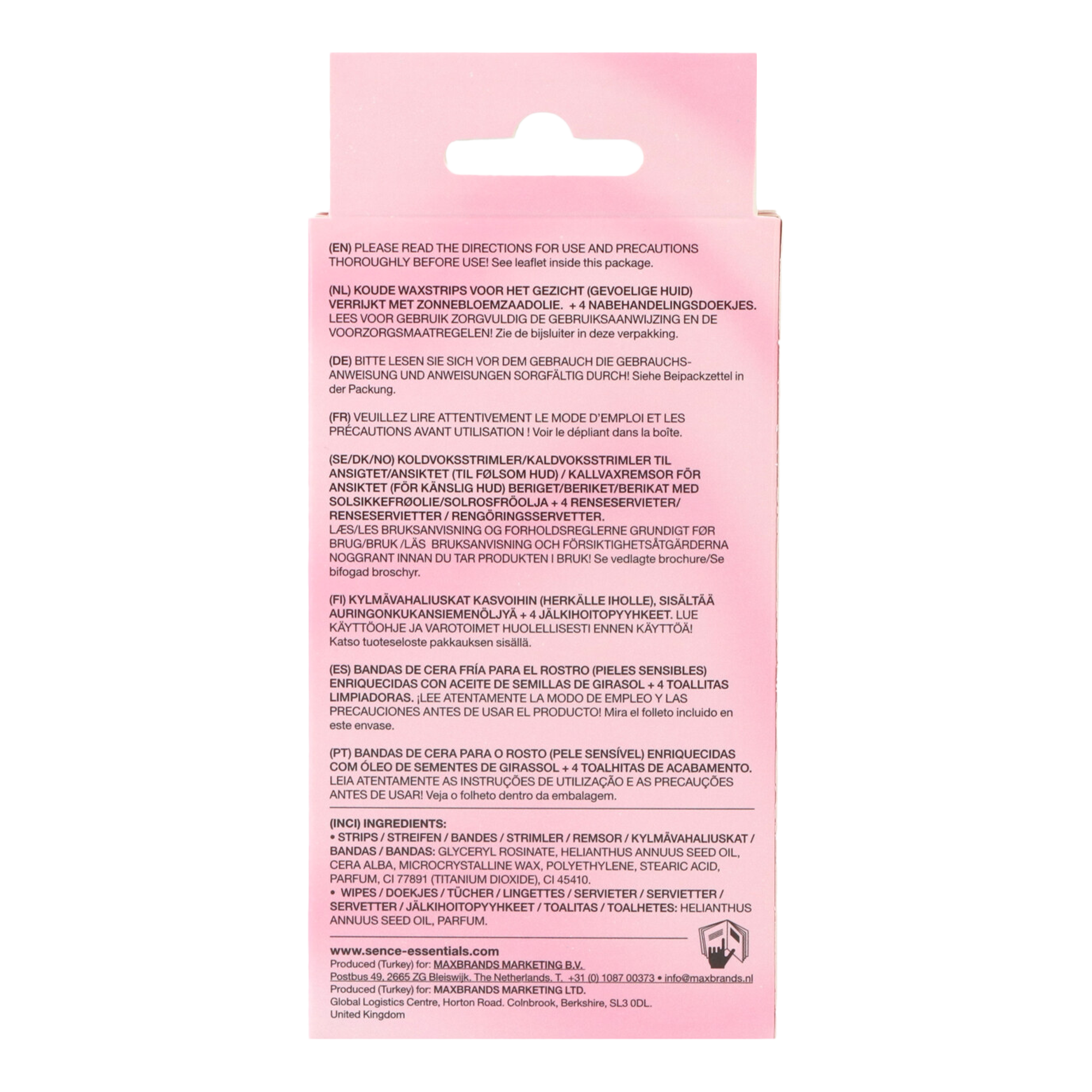 20 bandes de cire visage + 4 lingettes de finition sensitive skin