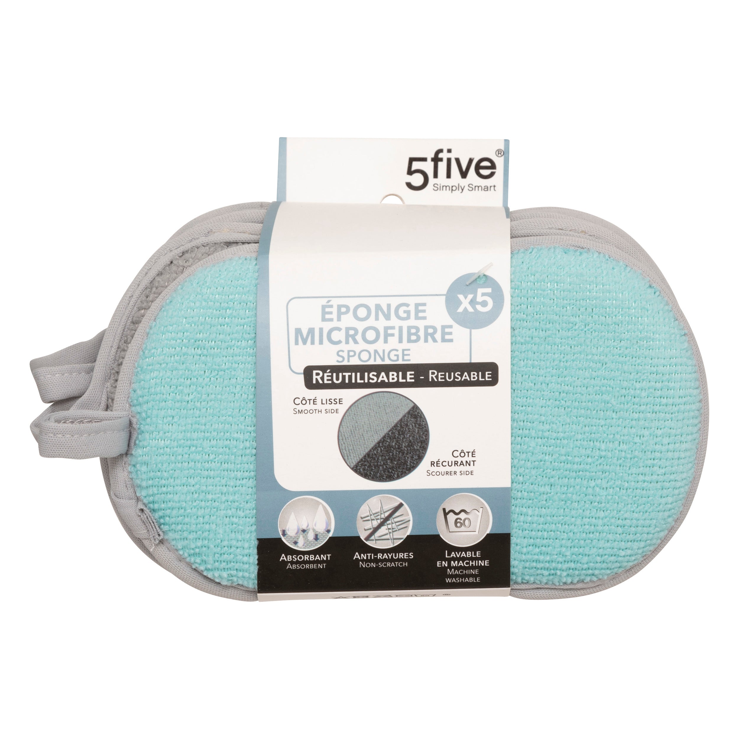5 éponges en microfibre