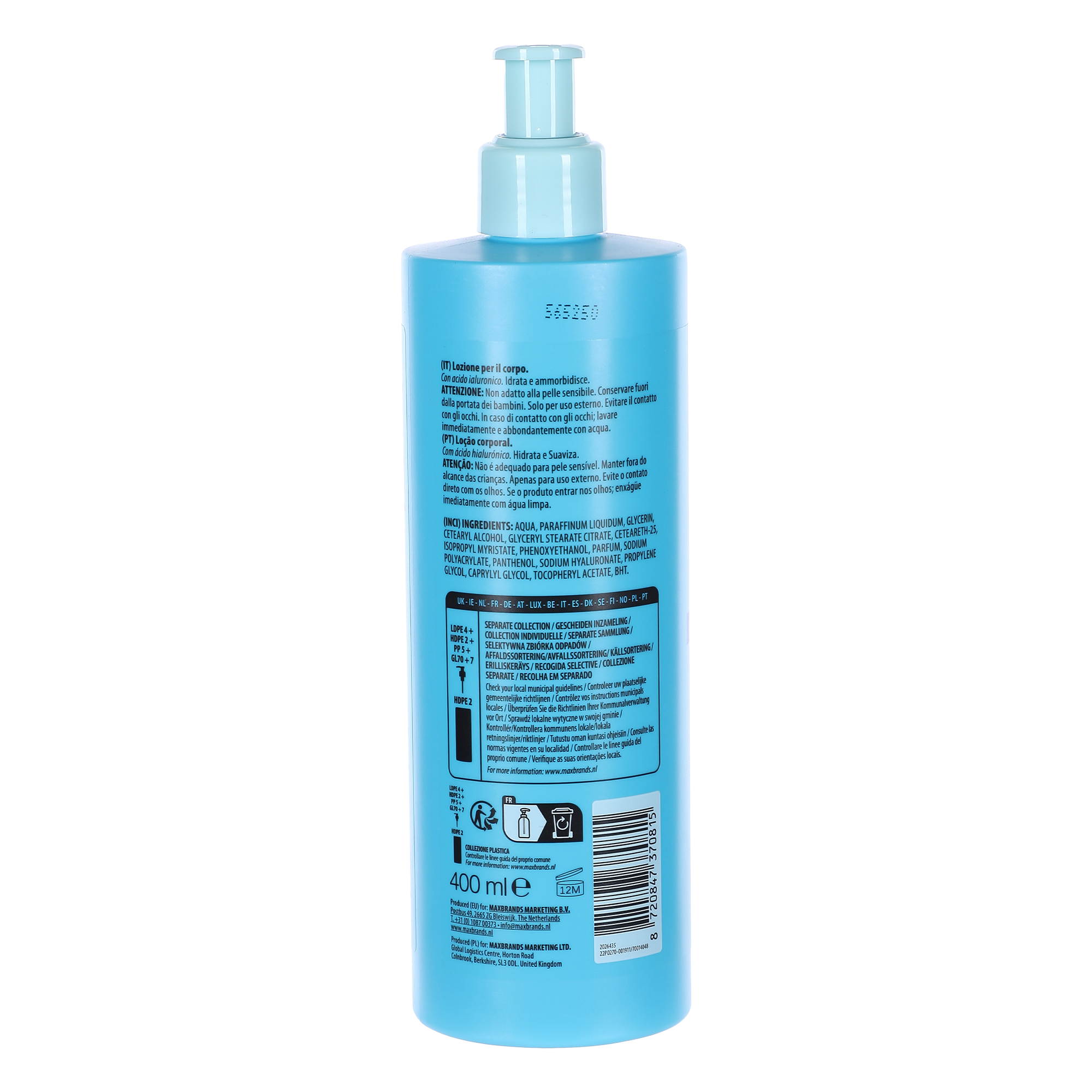 Lotion corporelle hydro shock en pompe