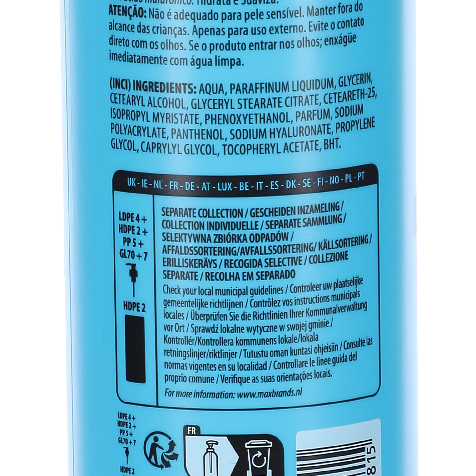 Lotion corporelle hydro shock en pompe