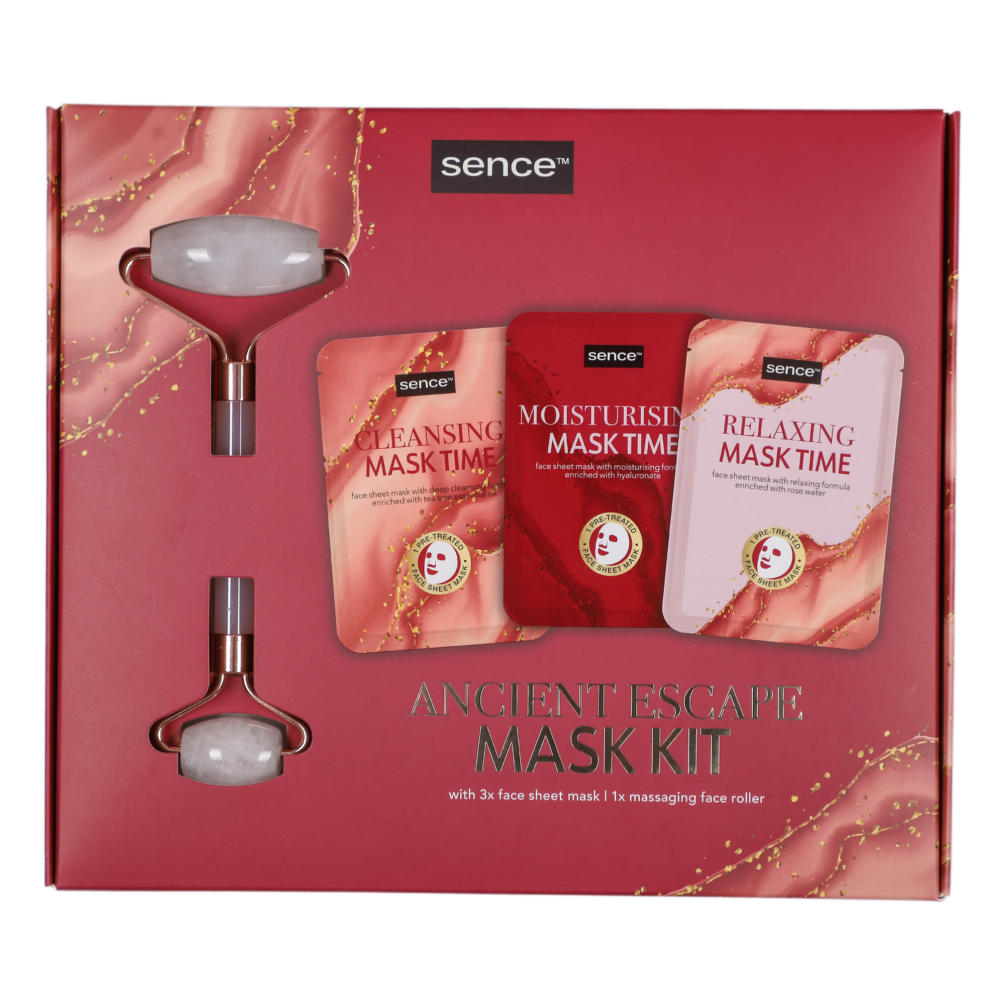 Coffret de 3 masques 20 ml + un rouleau de massage