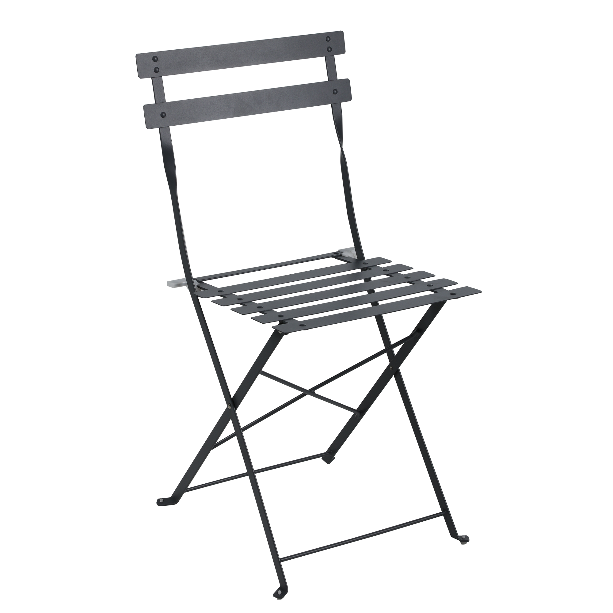 Chaise pliante en métal anthracite
