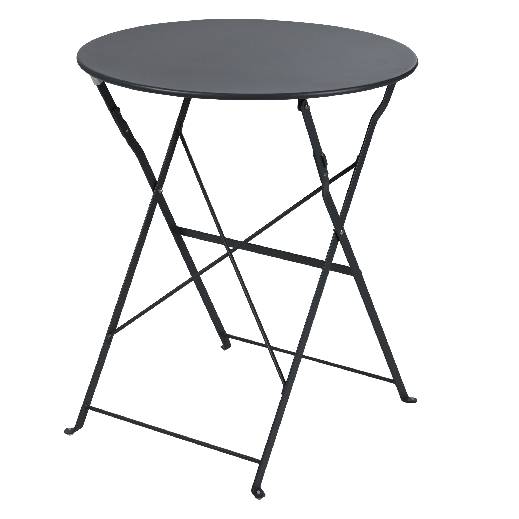Table ronde pliante en métal anthracite