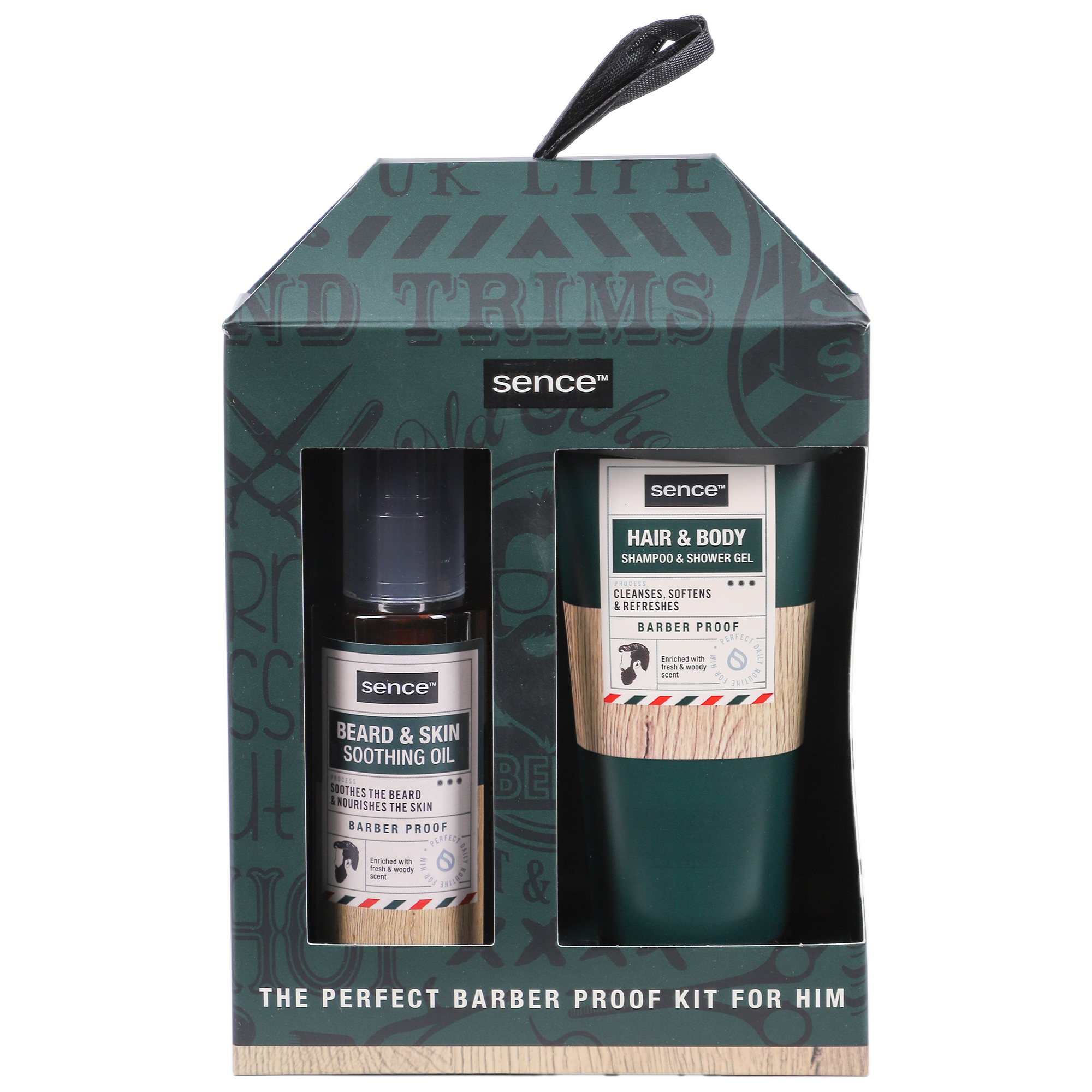 Coffret shampoing et gel douche 2 en 1 + huile à barbe