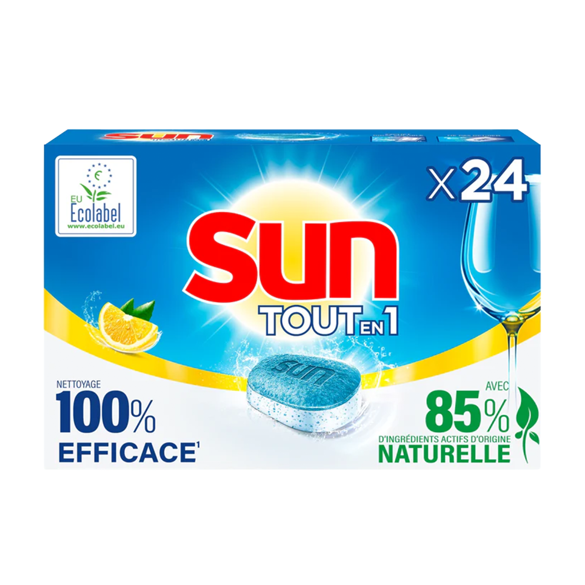 24 tablettes lave-vaisselle tout-en-1 citron Sun