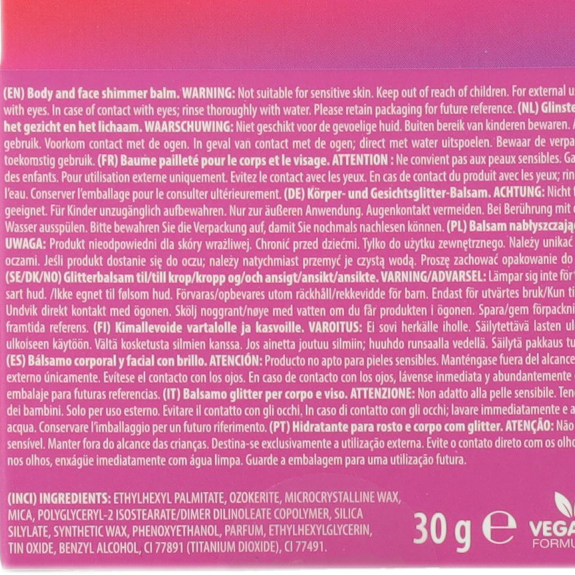 Baume pailleté pour le corps et le visage