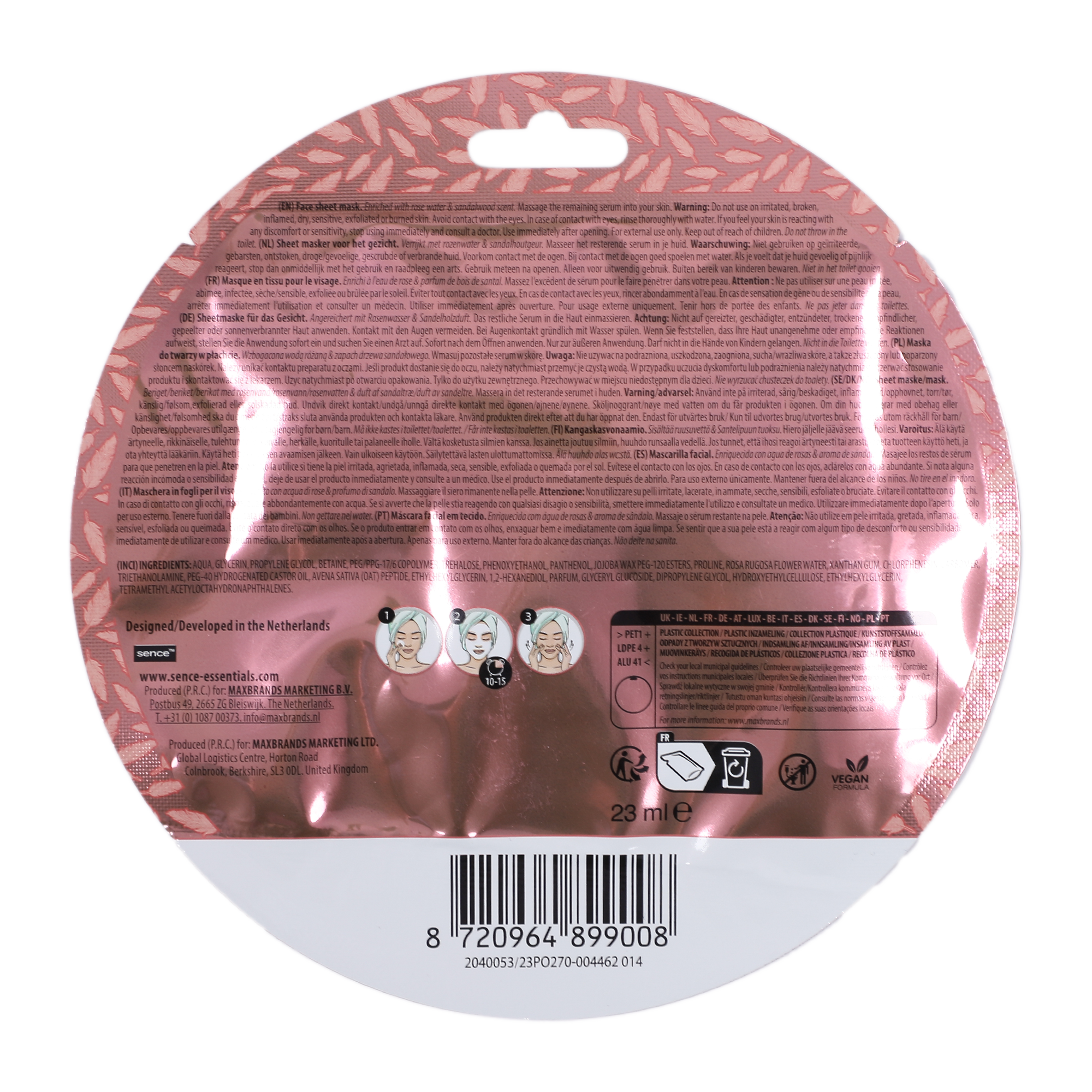 Masque visage en tissu à l'eau de rose