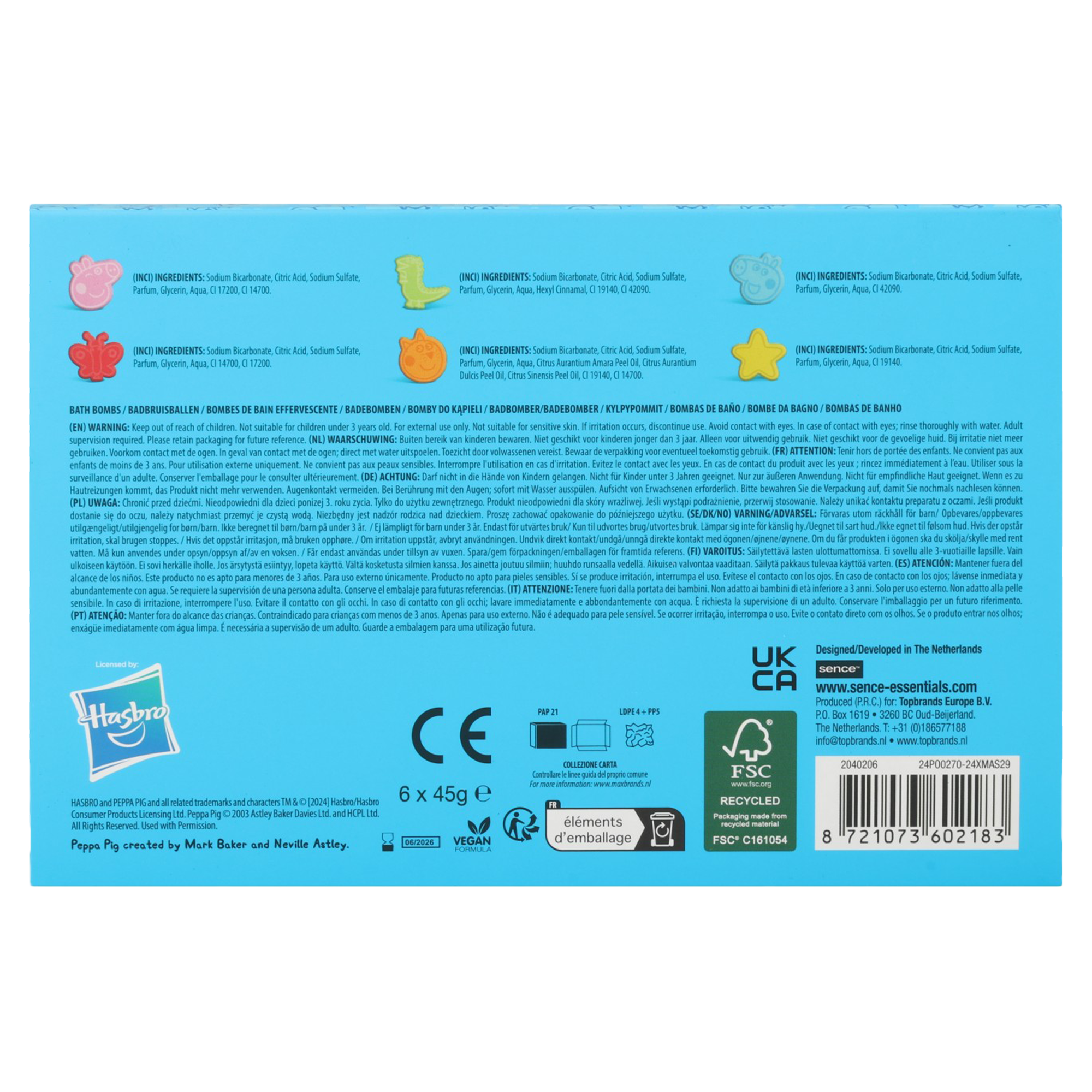 Coffret 6 bombes de bain Peppa Pig