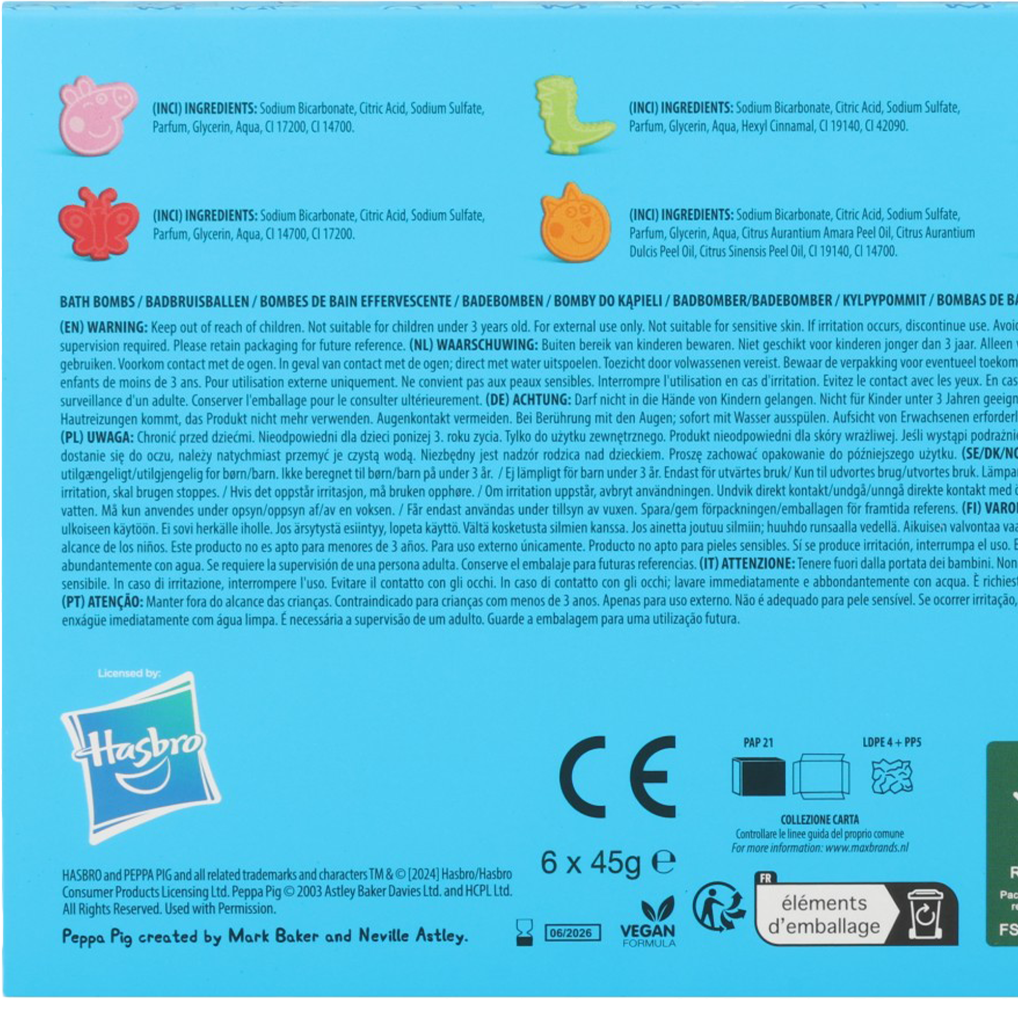 Coffret 6 bombes de bain Peppa Pig