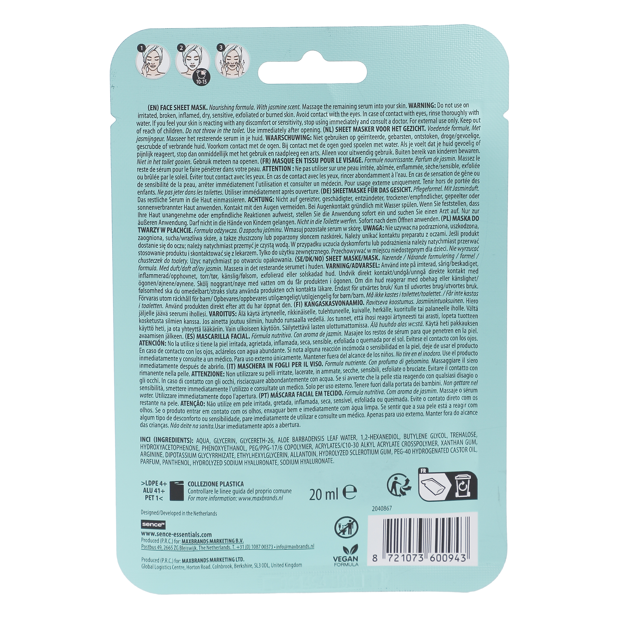Masque visage en tissu Mystic Cold  - Blanc