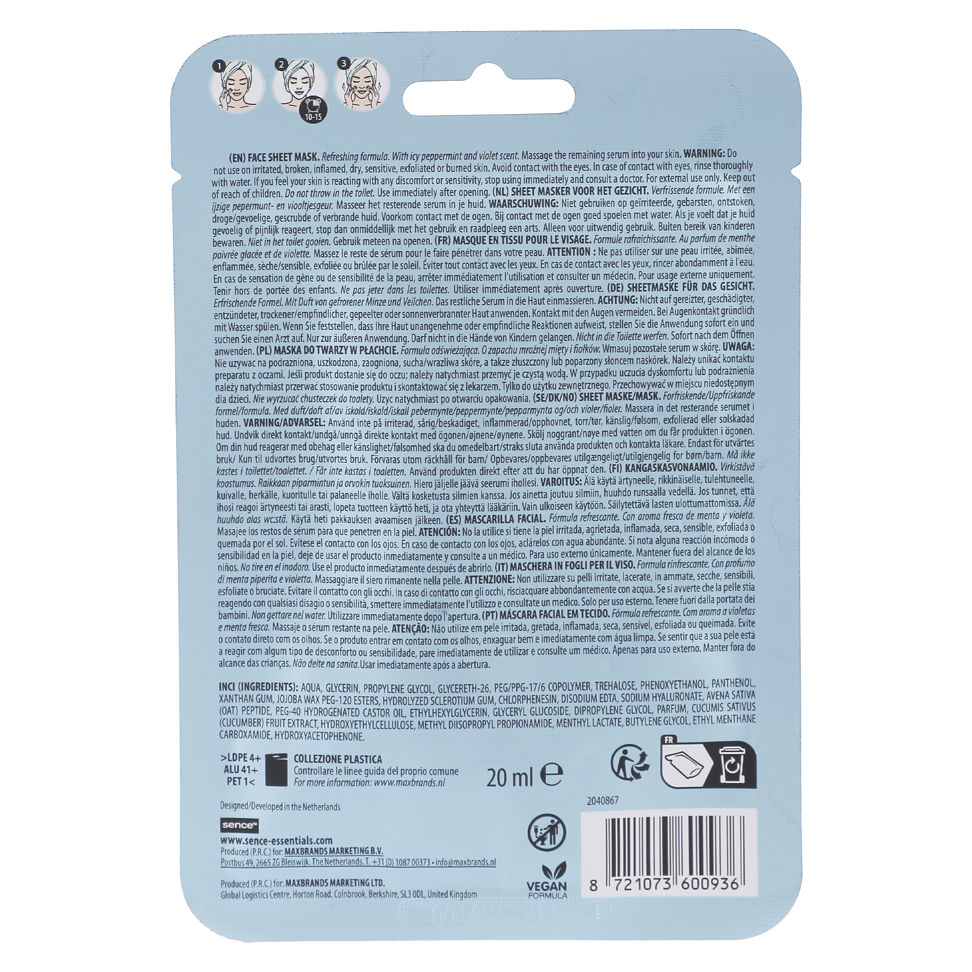 Masque visage en tissu Mystic Cold  - Blanc