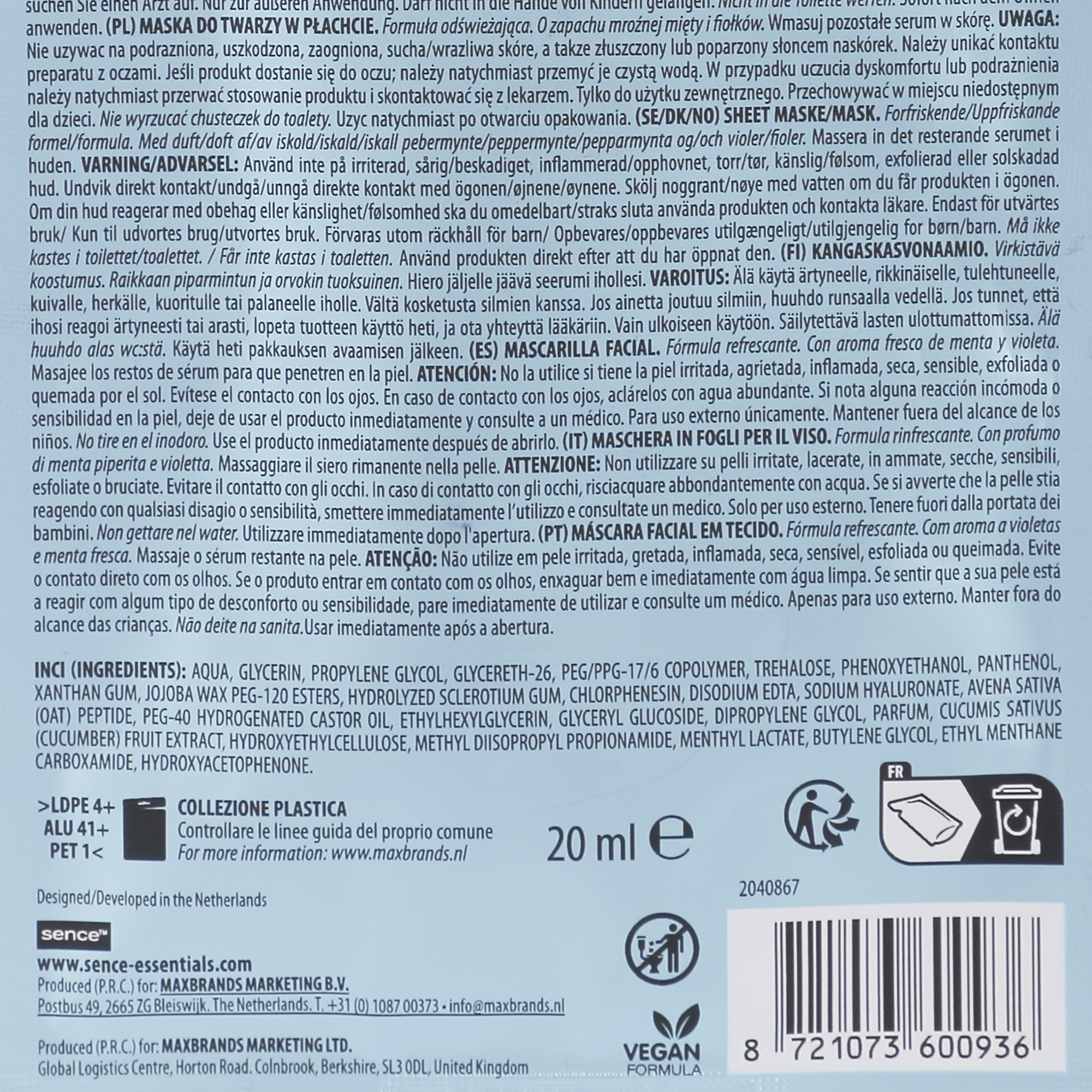 Masque visage en tissu Mystic Cold  - Blanc