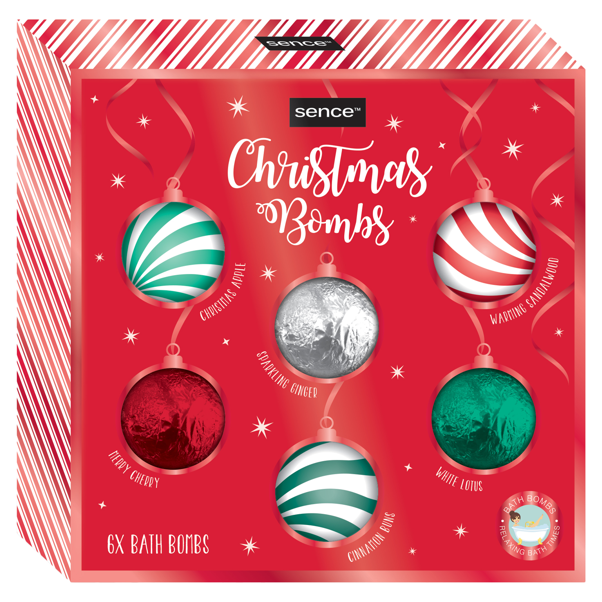 Coffret cadeau bombe de bain de Noël effervescente x6