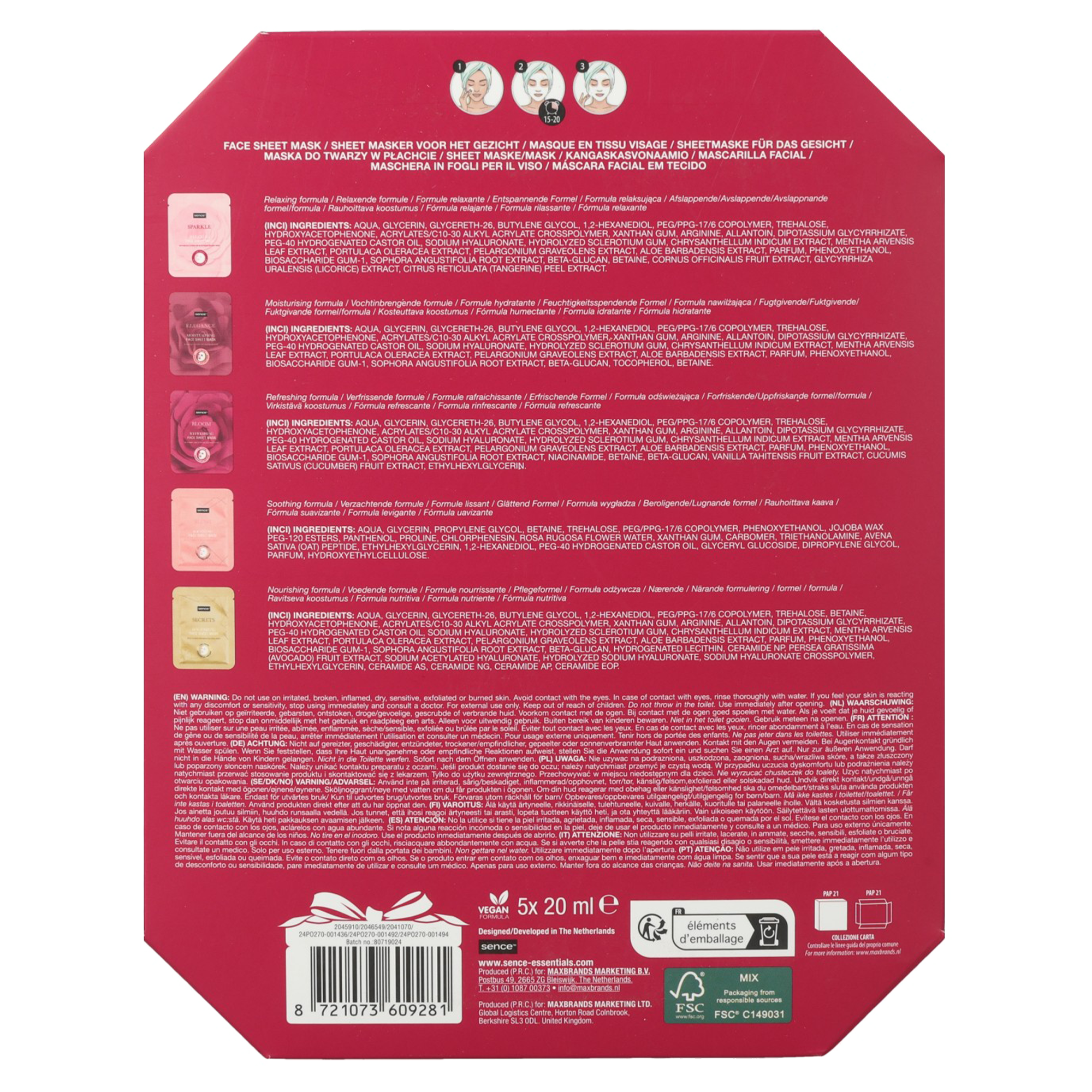 Coffret cadeau 5 masques visage