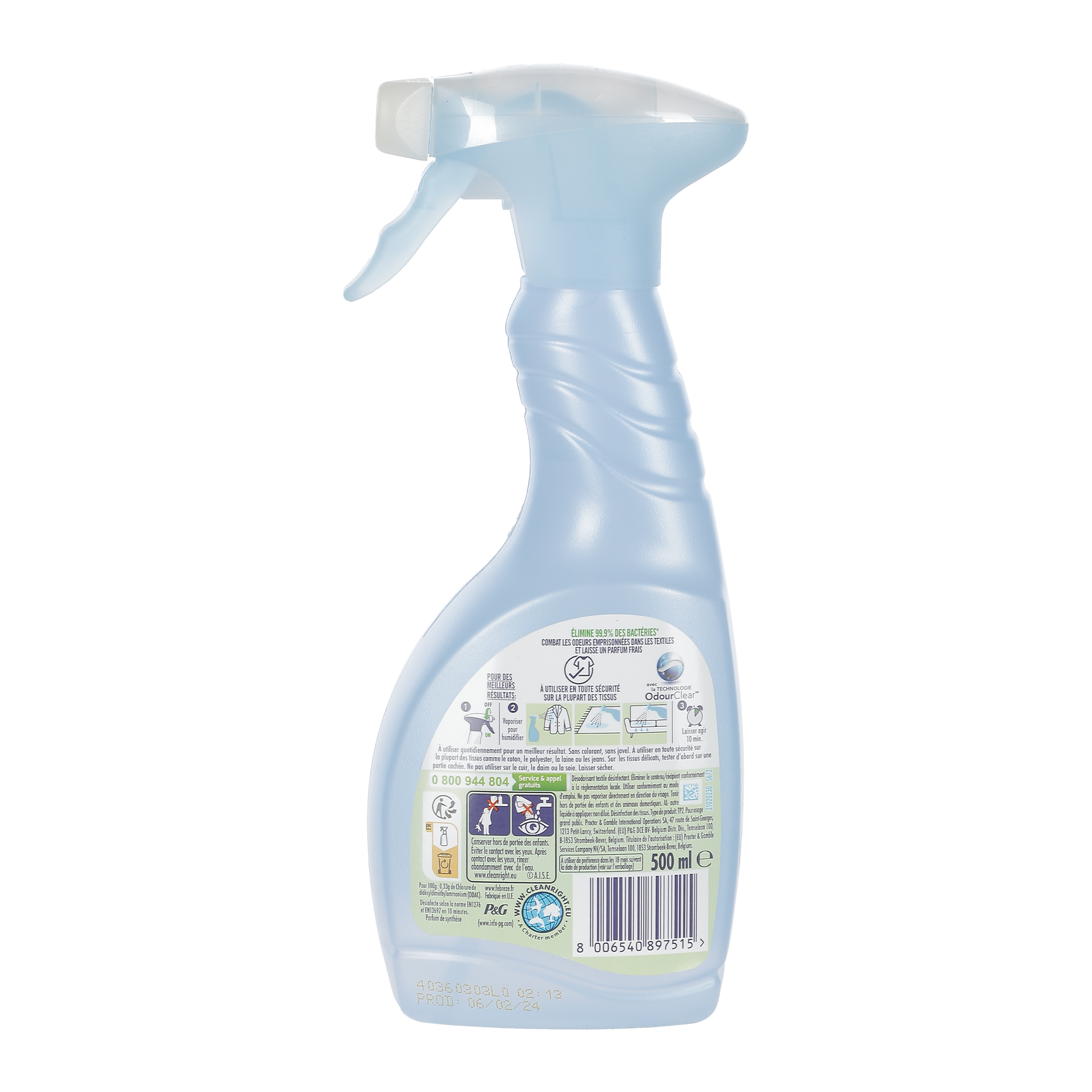 Spray désodorisant désinfectant textile fraîcheur matinale