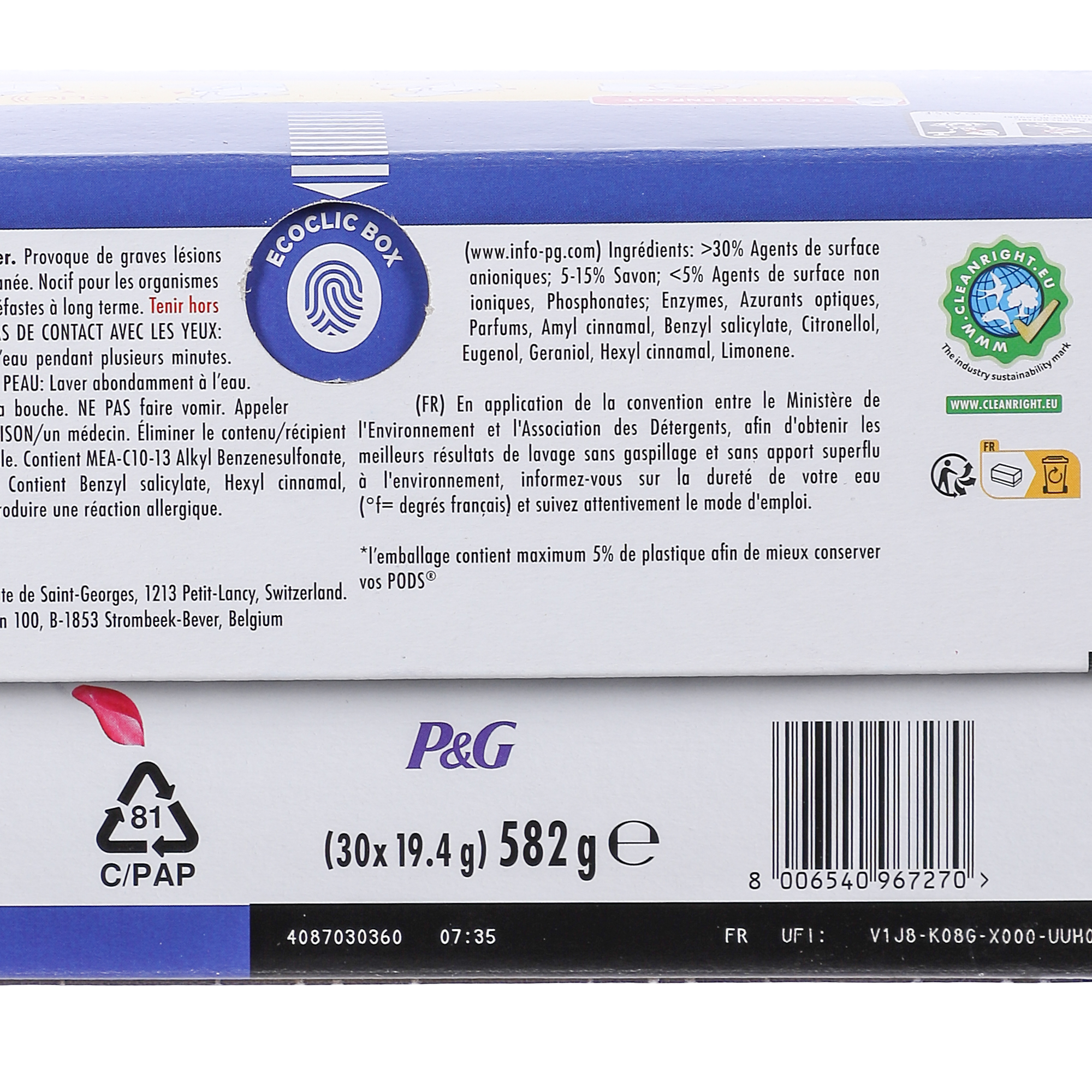 30 capsules lessive tout en 1 fleur de cerisier et eau de rose
