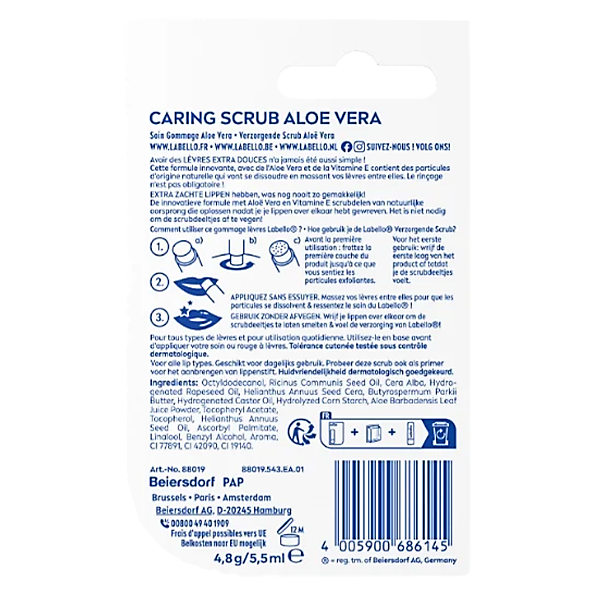 Baule à lèvres gommage soin aloe Vera + vitamines E
