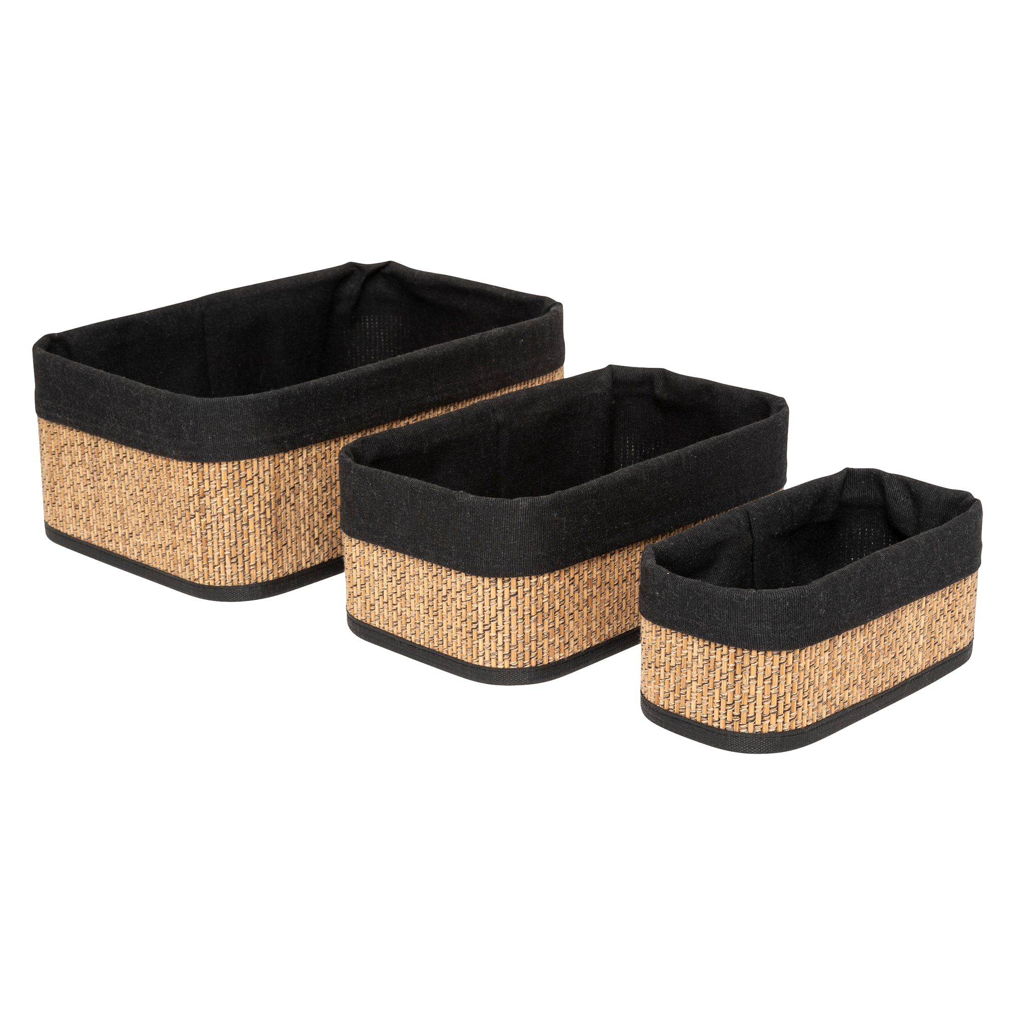 Lot de 3 paniers de rangement noirs
