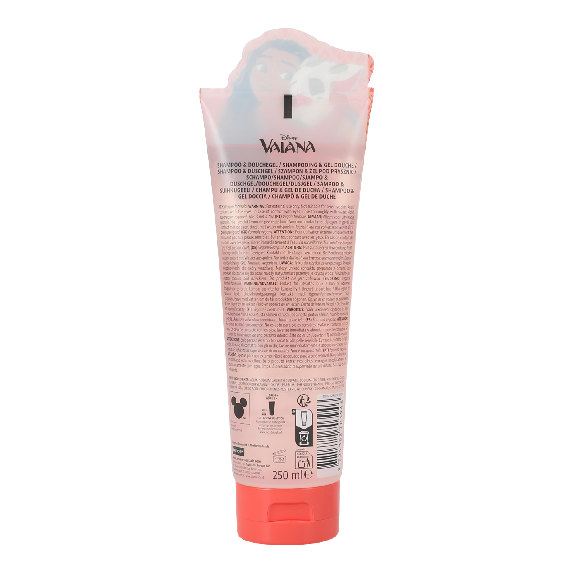 Tube 2-en-1 shampooing et gel douche Disney Vaiana - Rose