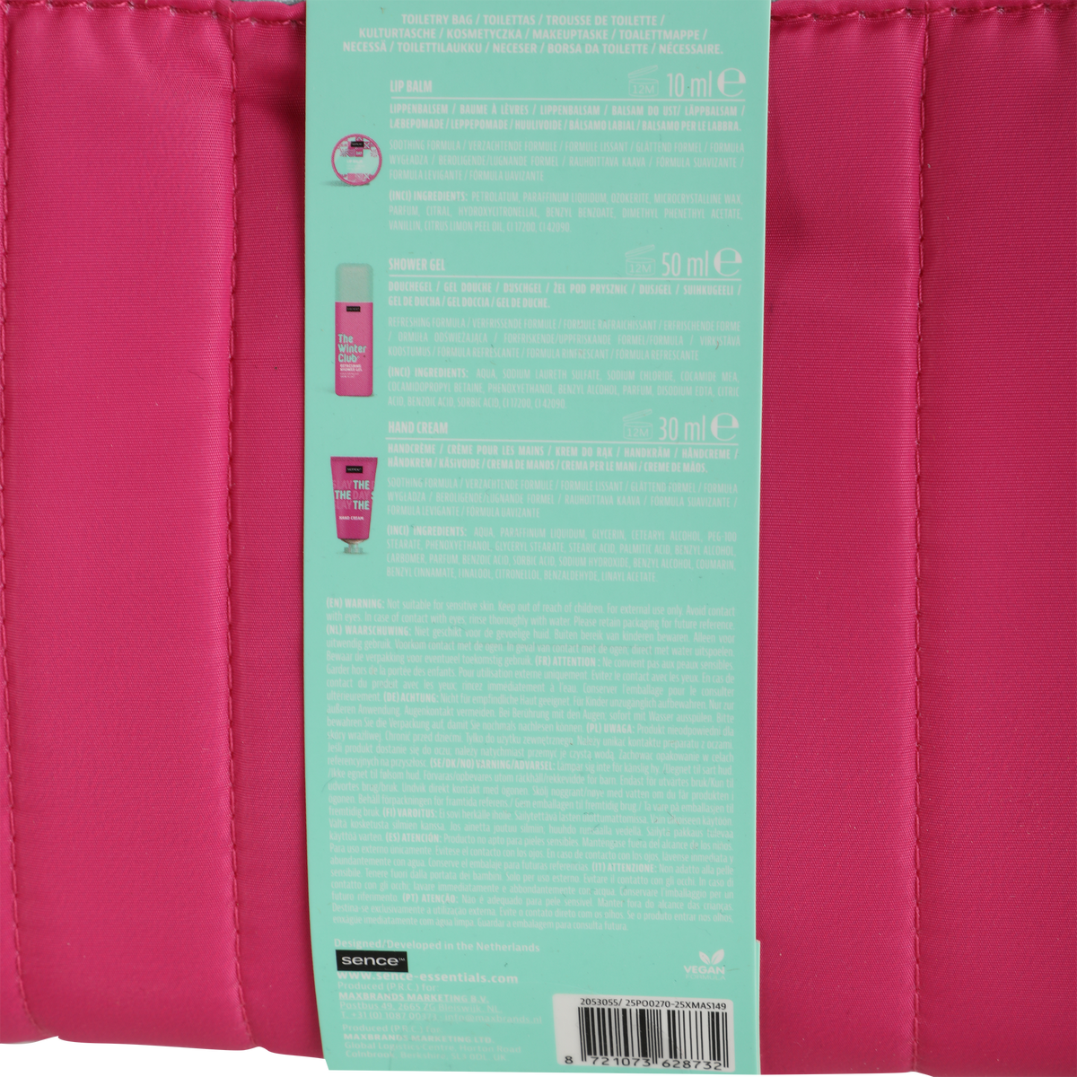 Trousse beauté avec baume à lèvres, crème pour les mains et gel douche Winter club