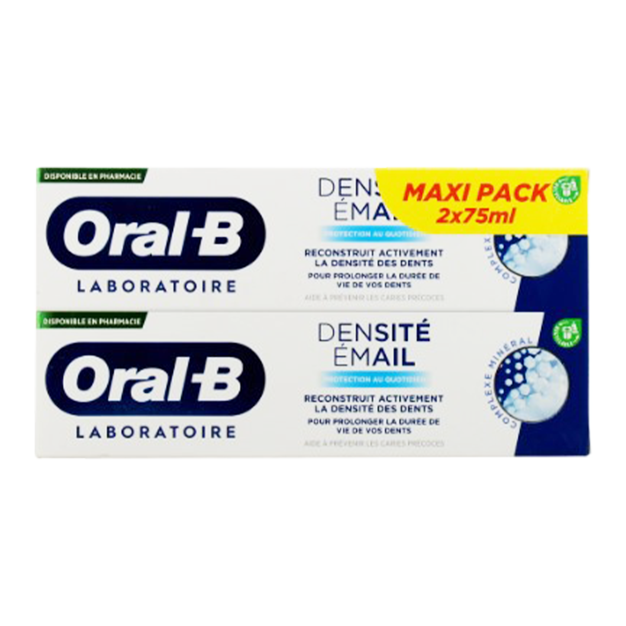 Lot de 2 tubes de dentifrice densité email
