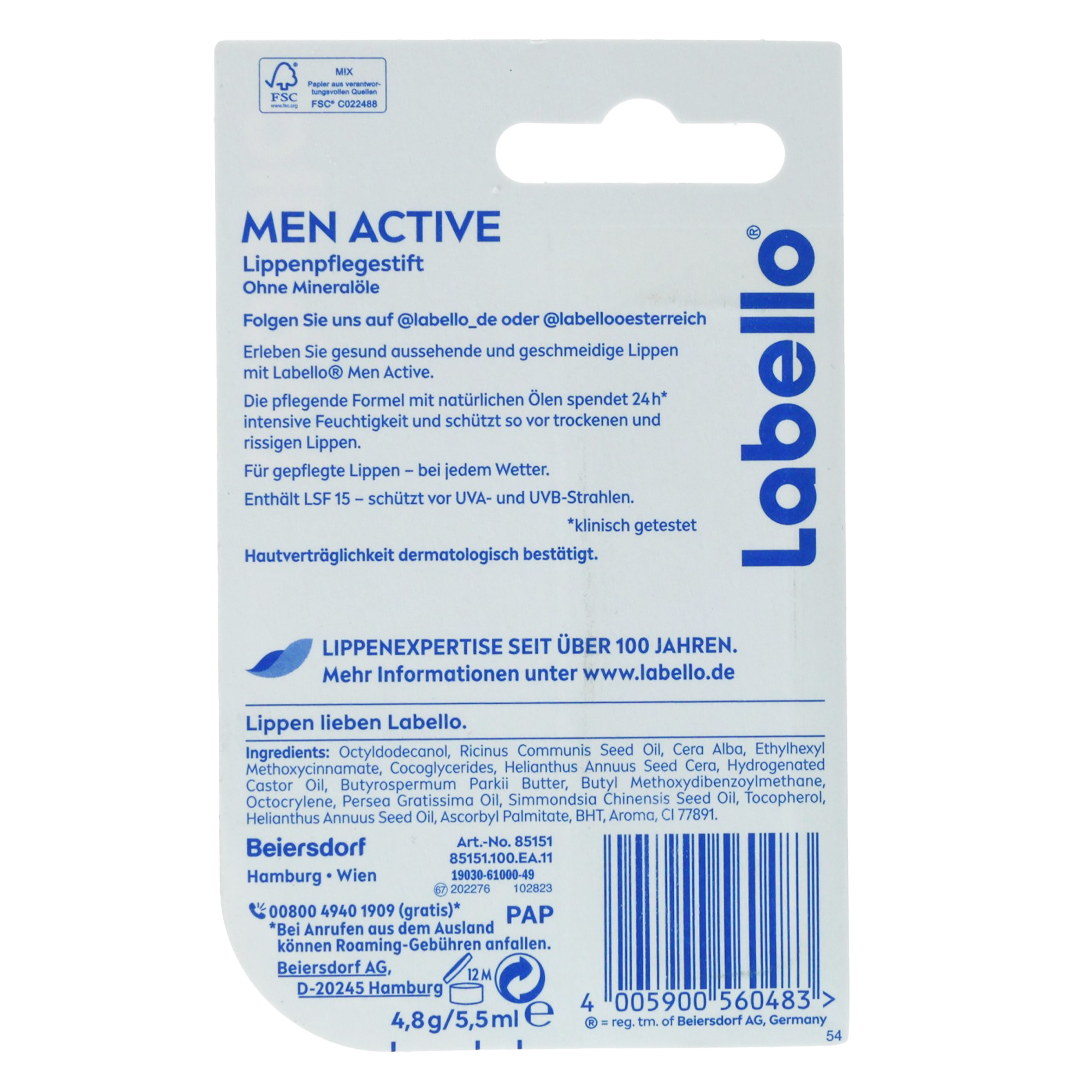 Baume à lèvres men active