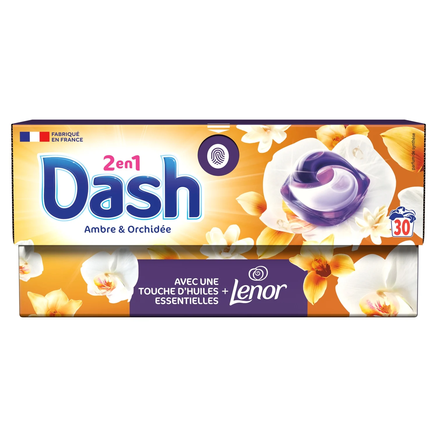 30 capsules de lessive liquide 2en1 ambre et orchidée