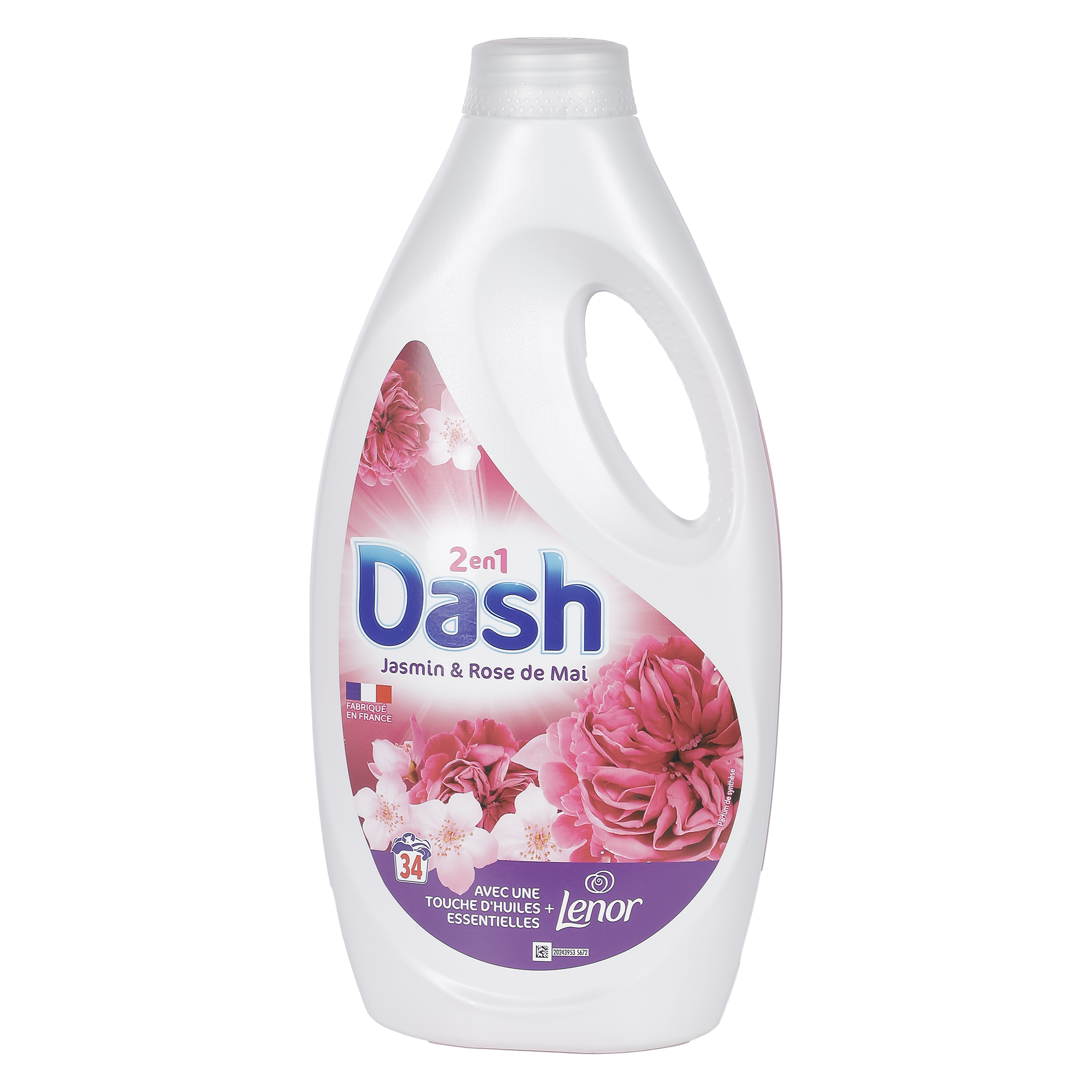 34 doses de lessive liquide Jasmin et rose de mai