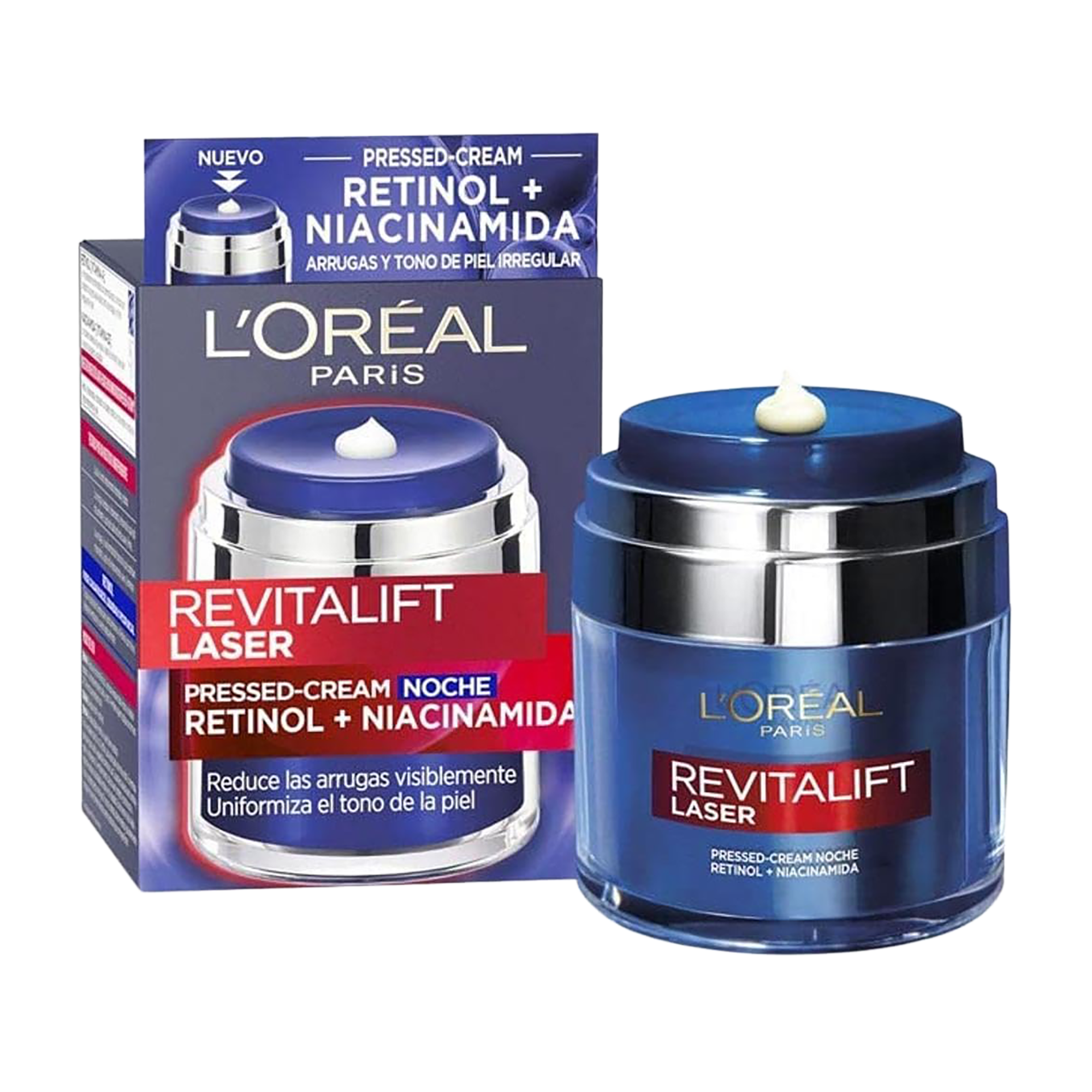 Revitalift Laser Press-Crème Nuit anti-âge visage et cou au Rétinol et à la Niacinamide