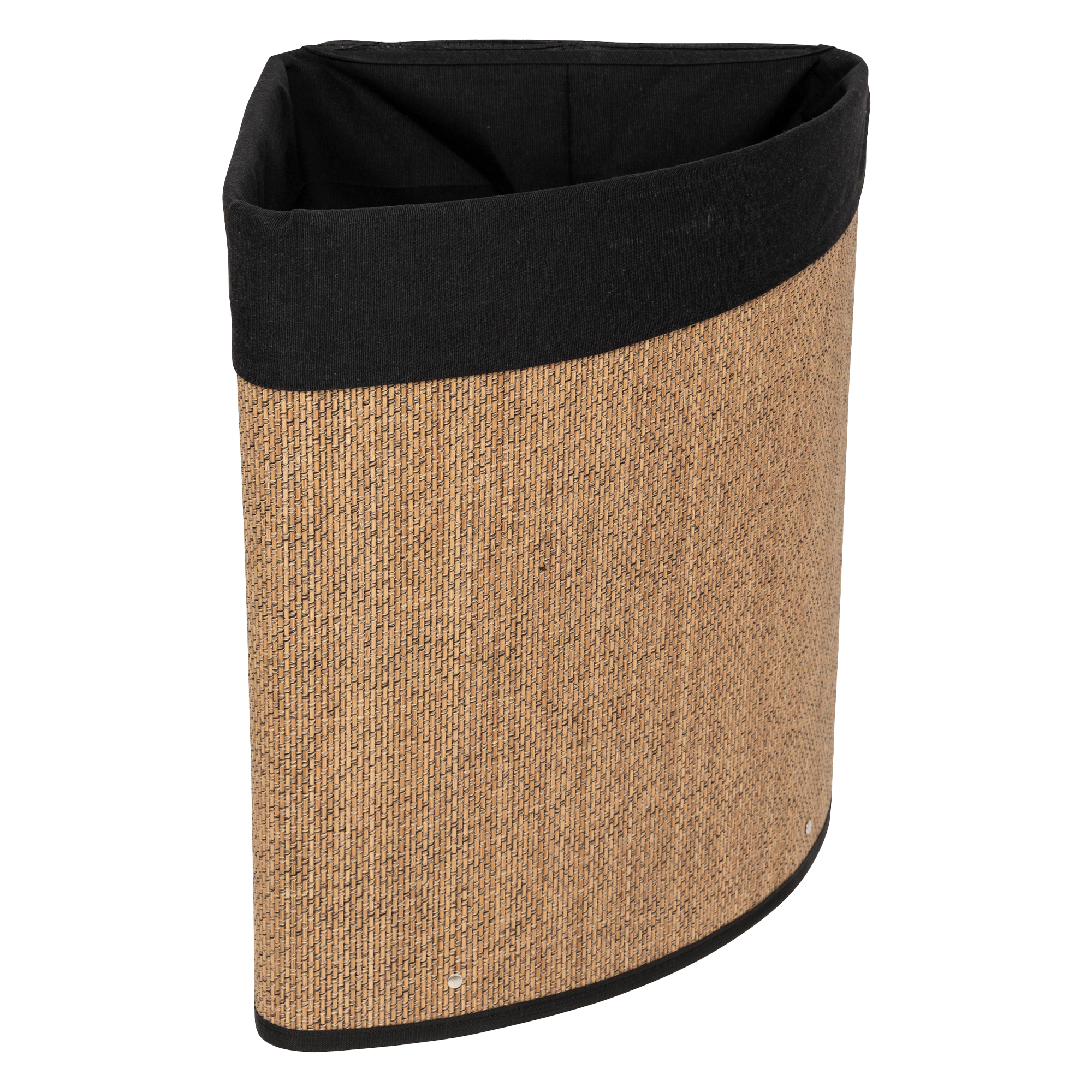 Panier à linge d'angle 48L naturel et noir