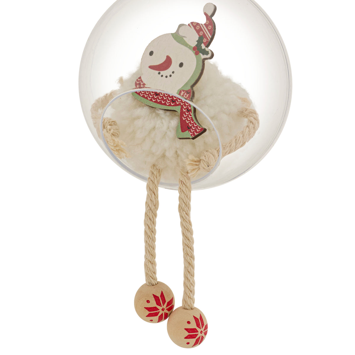 Suspension boule de neige avec bonhomme de neige pompom