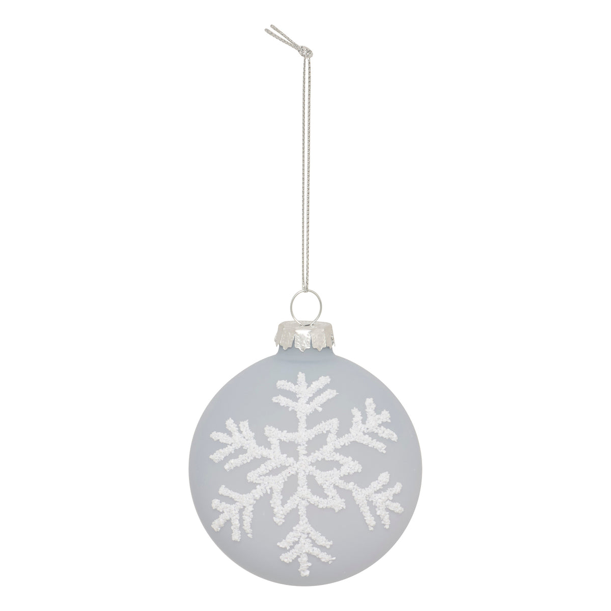 Boule de Noël en Verre avec Flocon Bleu et Blanc 7cm