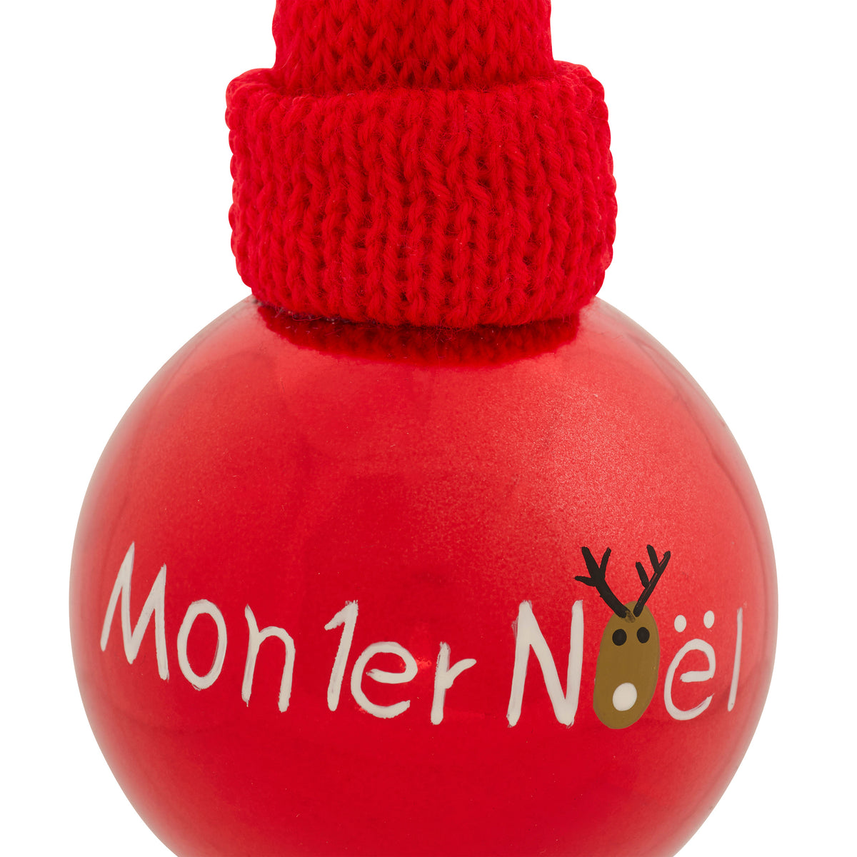Boule de Noël « Mon 1er Noël » rouge 8 cm