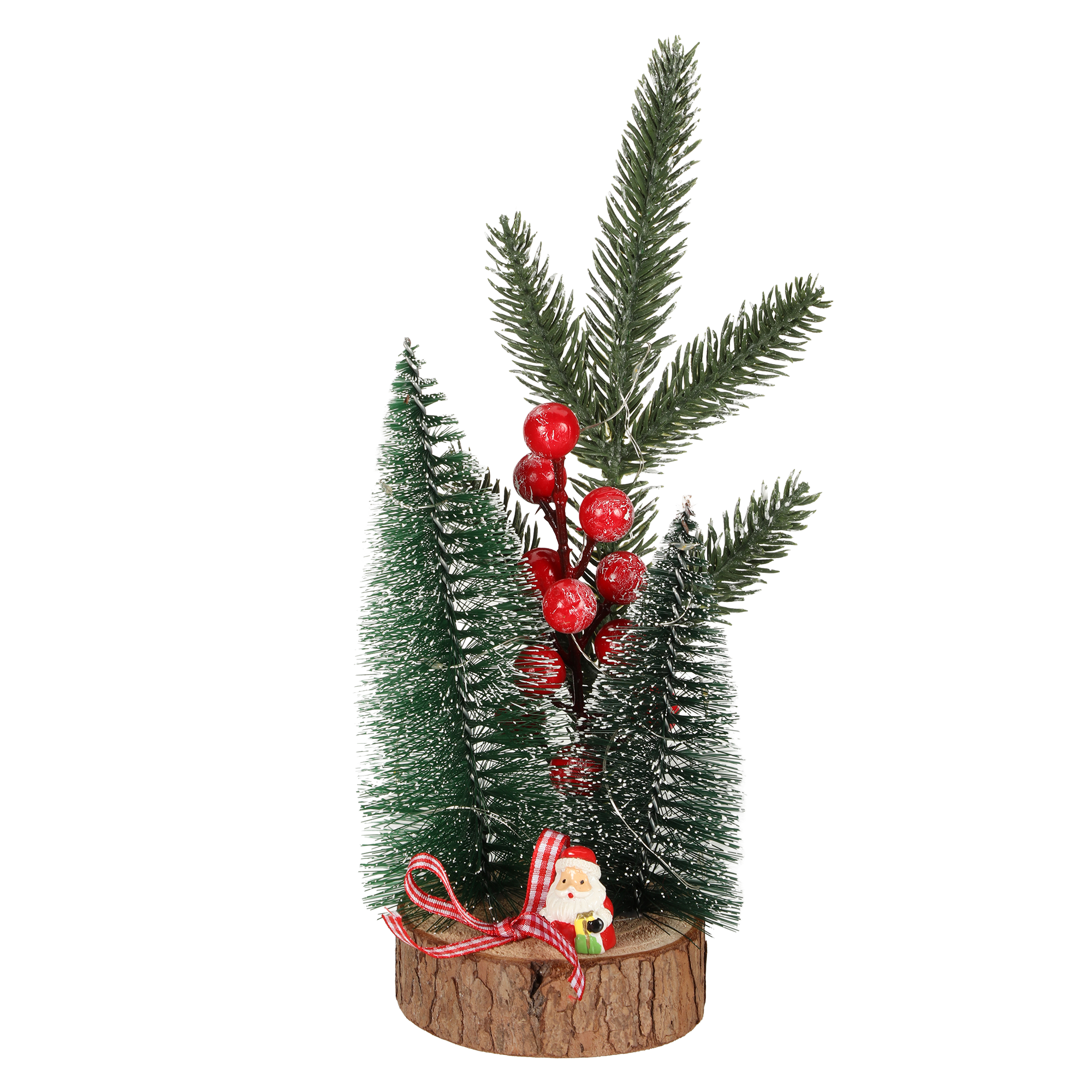 DECORATION DE NOEL BRANCHES A POSER SUR SOCLE AVEC 10 LED 22CM