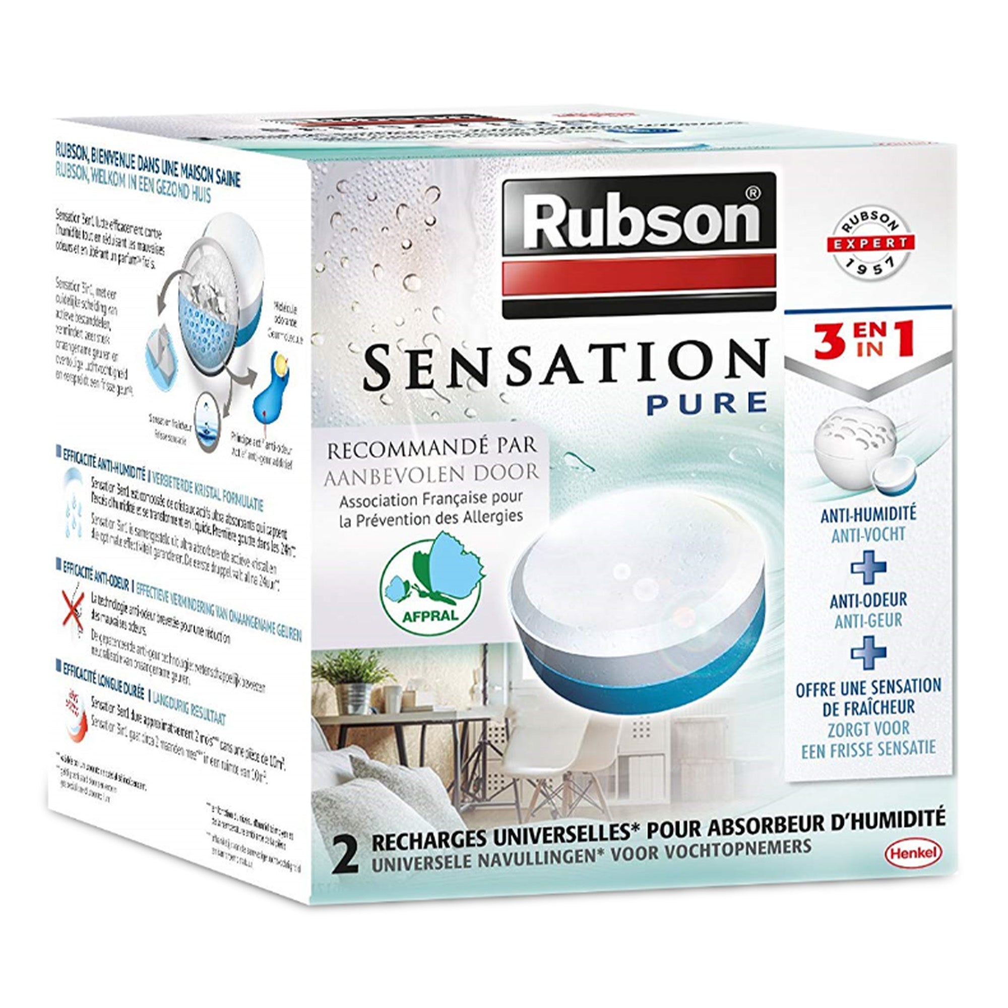 2 recharges pour absorbeur d'humidité 3 en 1