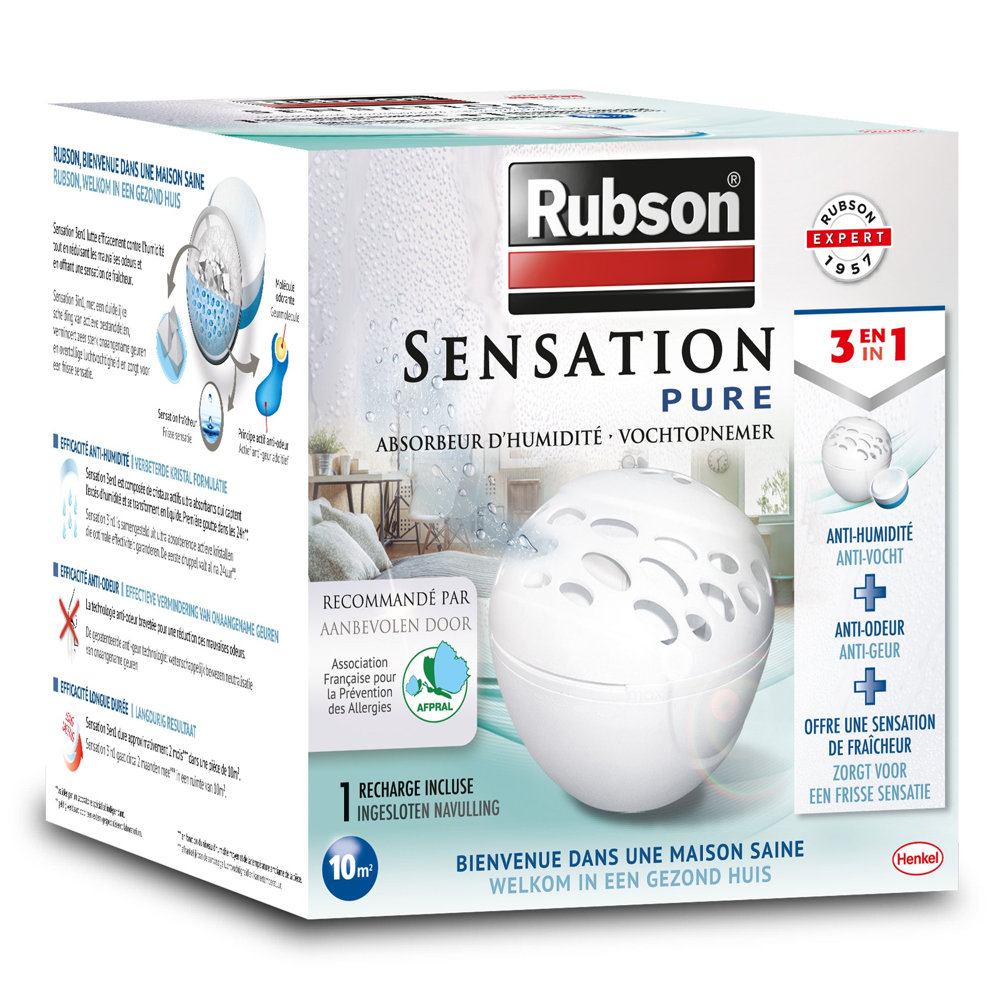 Absorbeur d'humidité 3 en 1 + 1 recharge neutre