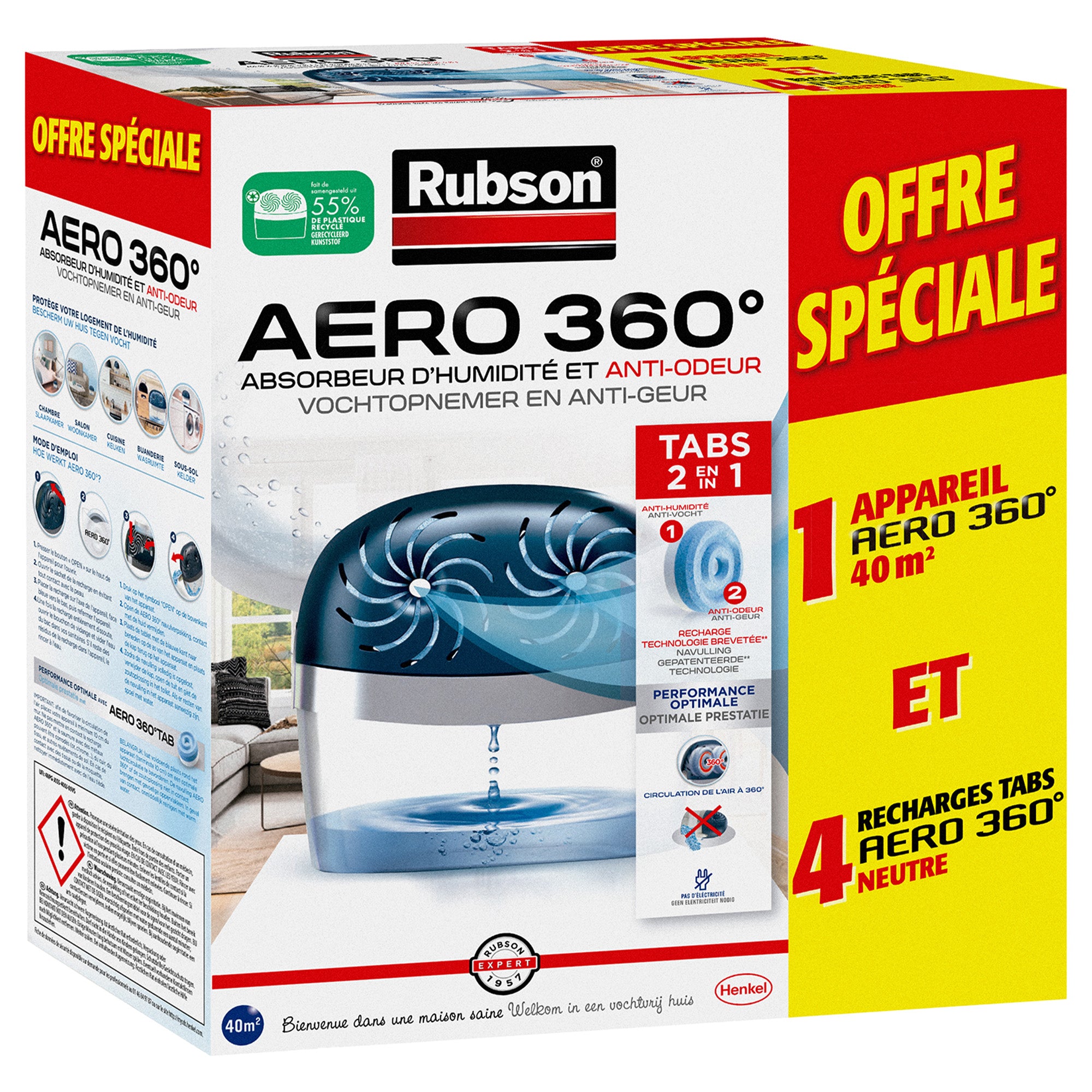 Absorbeur d'humidité + 4 recharges