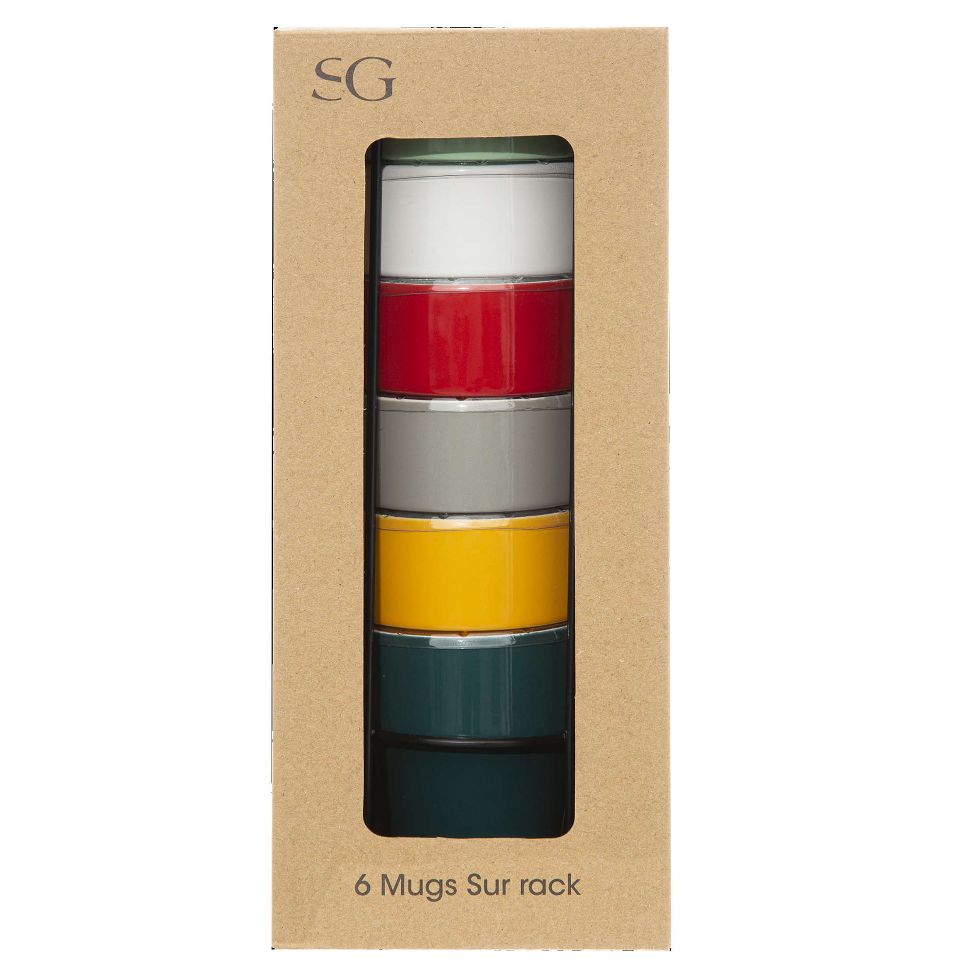 Rack 6 mugs colorama 26 cl