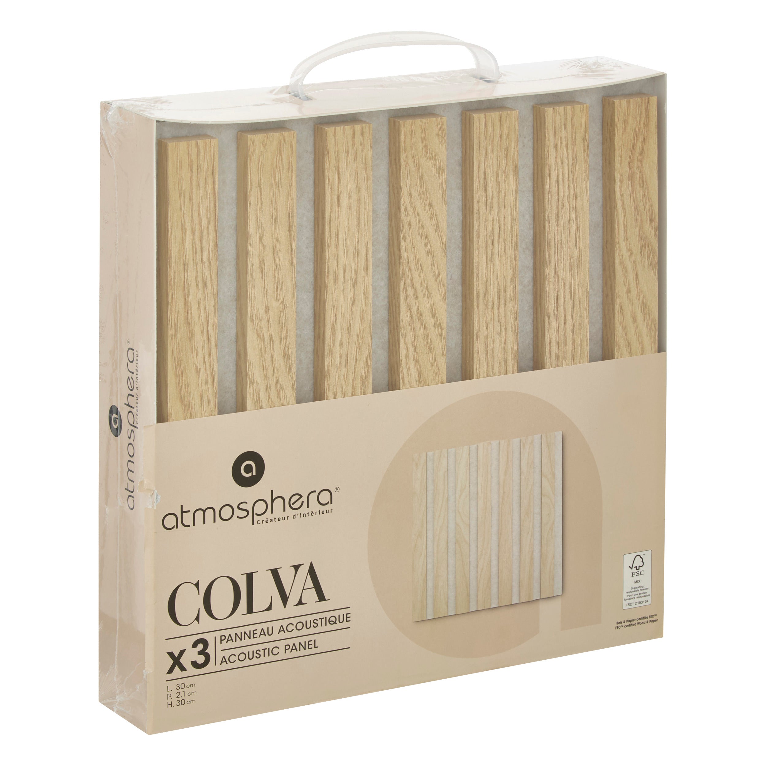Panneau Mural Deco Colva Beige 30x30 cm x3