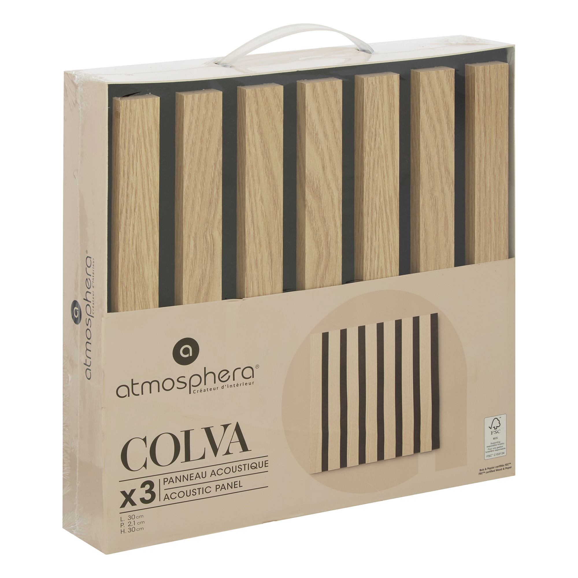 Panneau mural Deco Colva Clair 30x30 cm x3