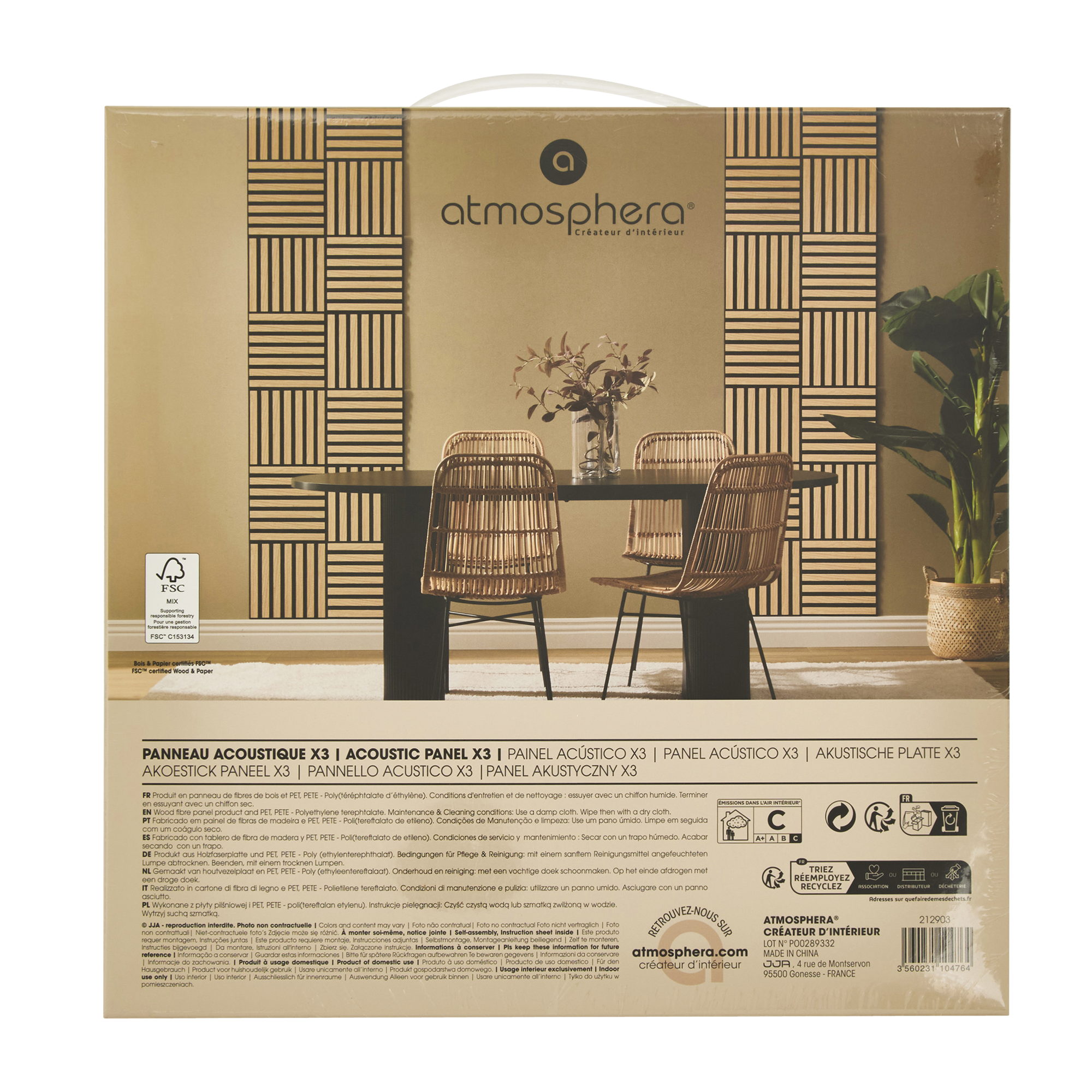 Panneau mural Deco Colva Clair 30x30 cm x3