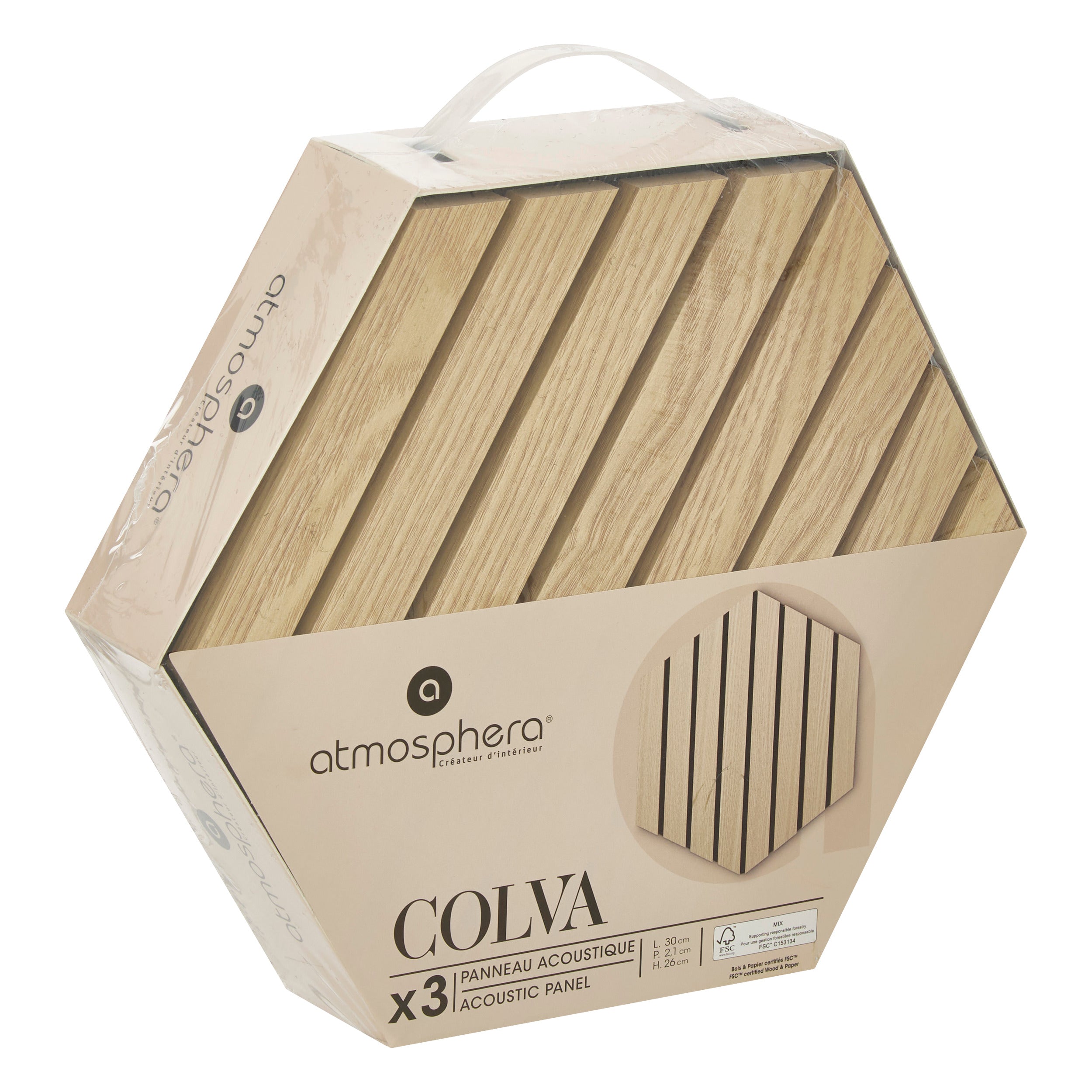Panneau mural deco hexagonal beige x3
