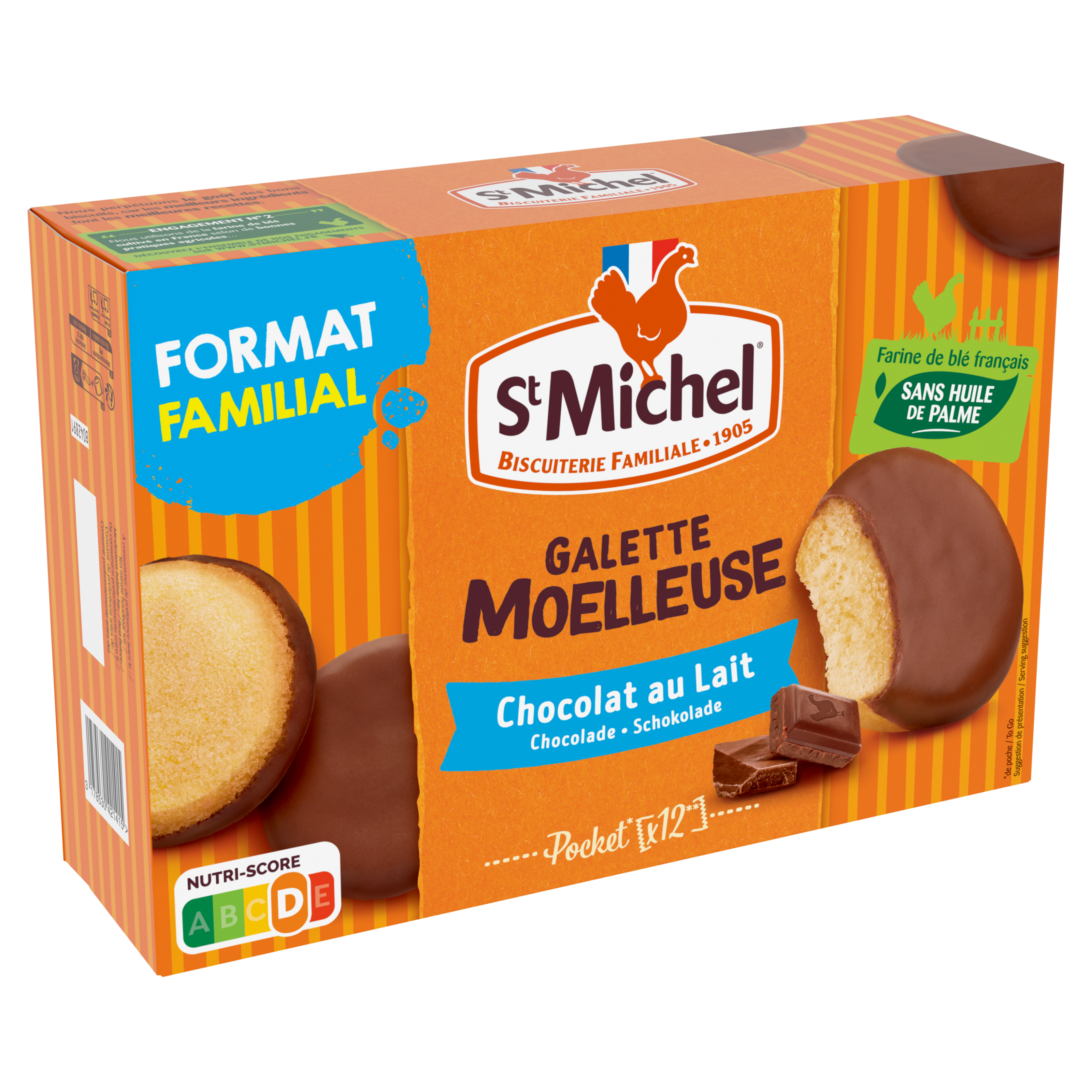 12 galettes moelleuses au chocolat au lait