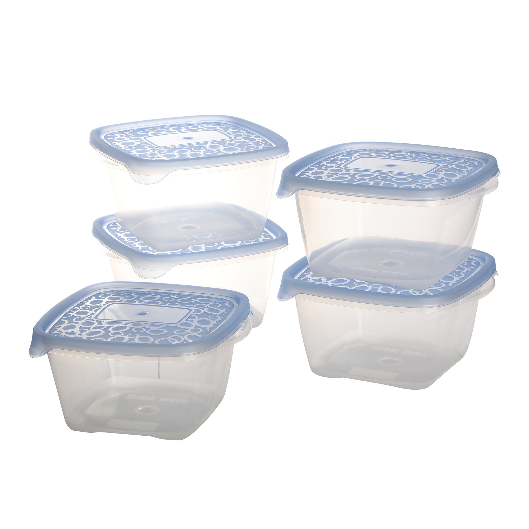 5 boîtes carrées 1,1L en plastique