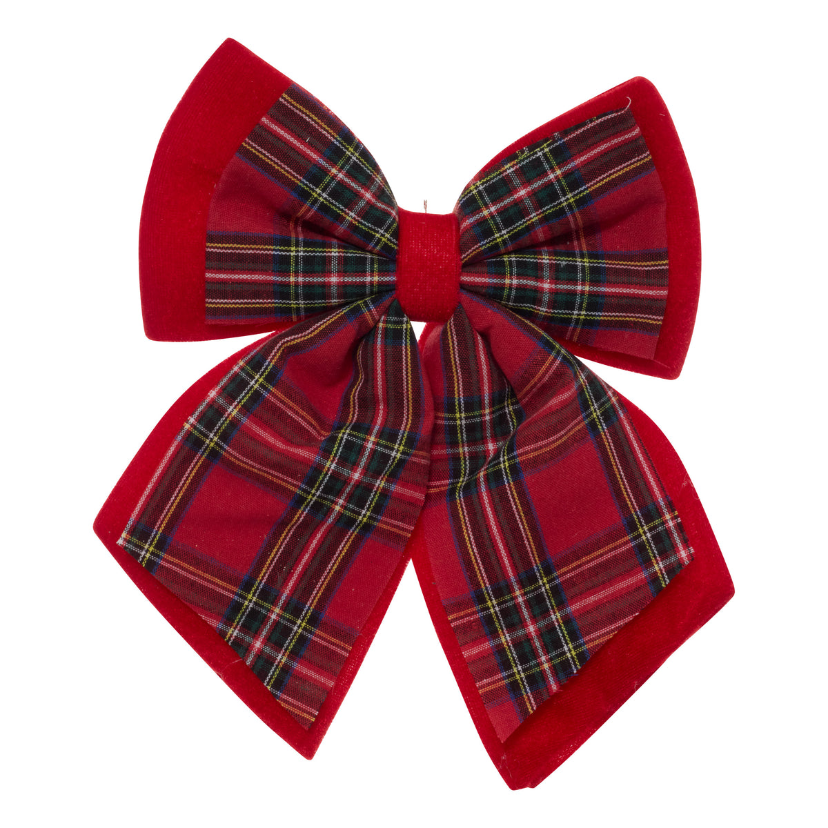 Nœud de Noël velours tartan rouge et vert 24x19 cm