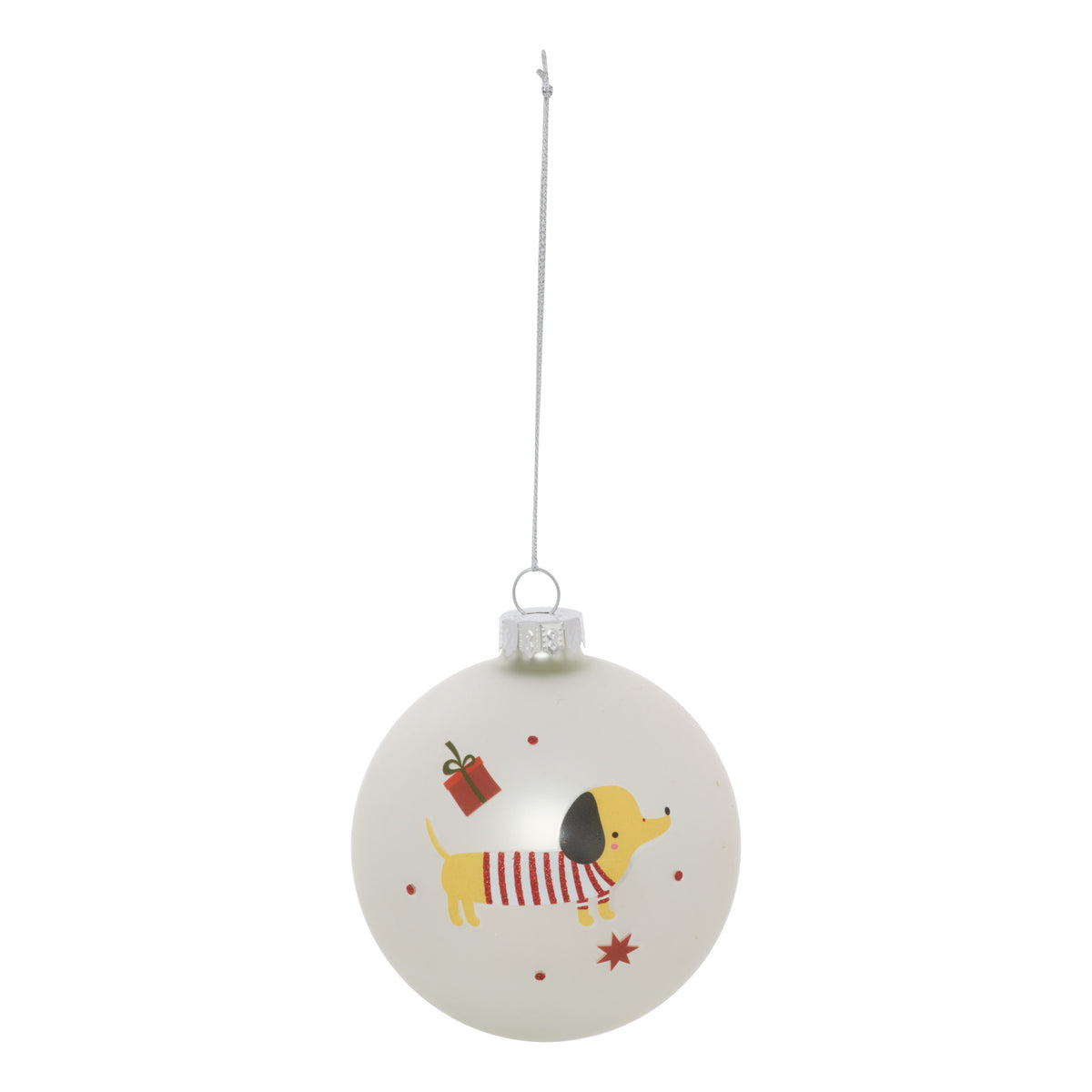Boule de Noël en verre imprimée chien déguisé 8 cm