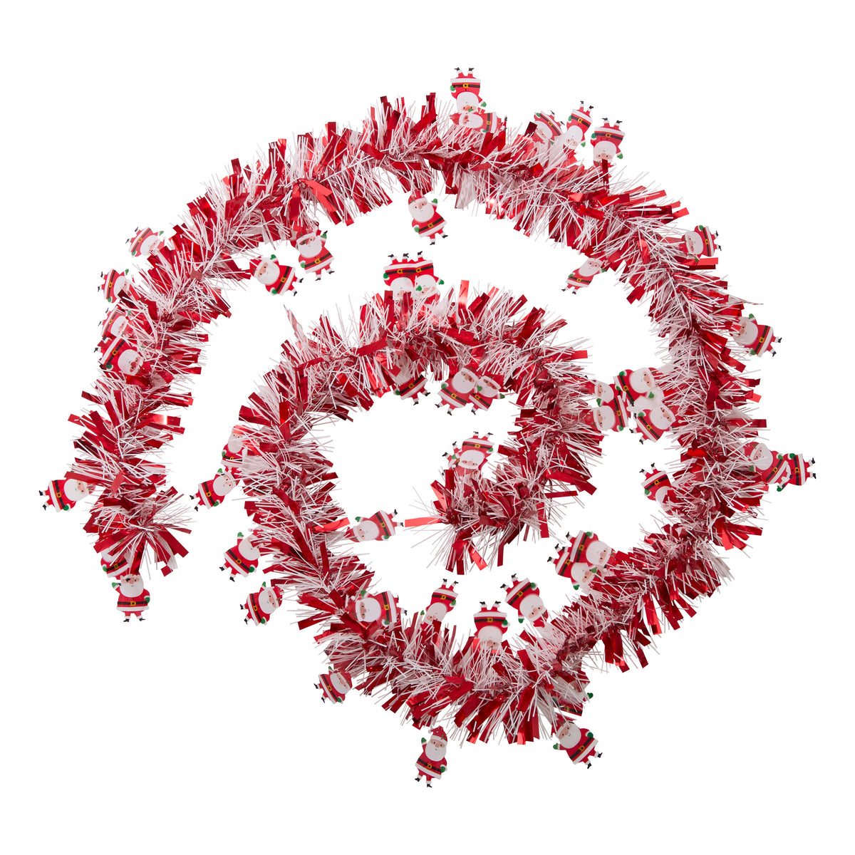 Guirlande de Noël rouge et blanche avec petits Pères Noël 90x6x2 m