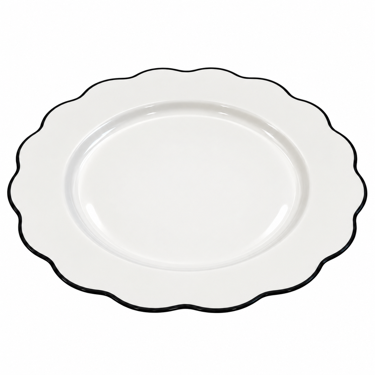 Lot de 4 assiettes plates en porcelaine à bordure noire Déclic Home 27 cm